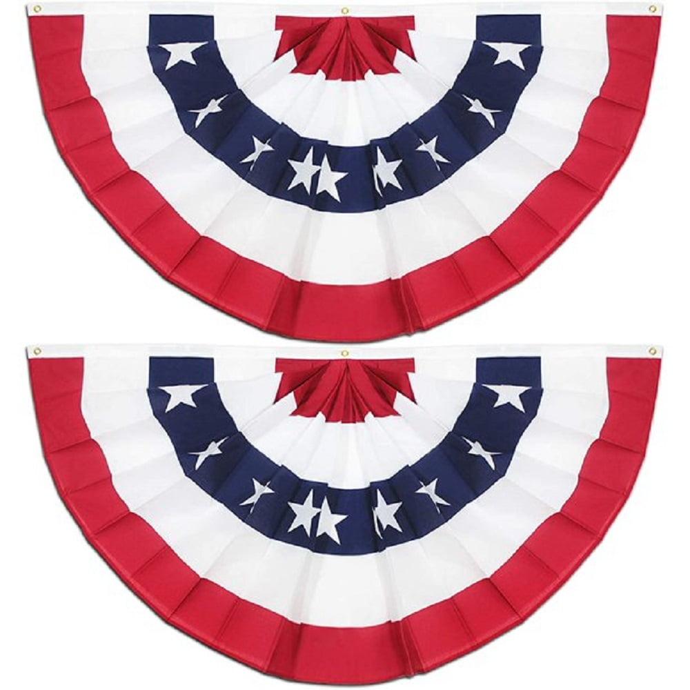ANLEY USA Pleated Fan Flag, 1.5x3 ft American US Bunting Flag (Set of 2)