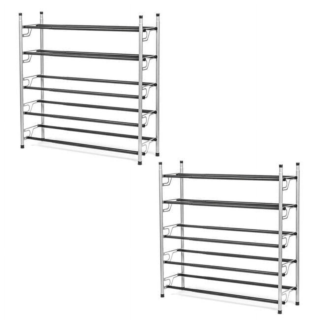 Expandable 5-Tier Silver Metal Shoe Rack