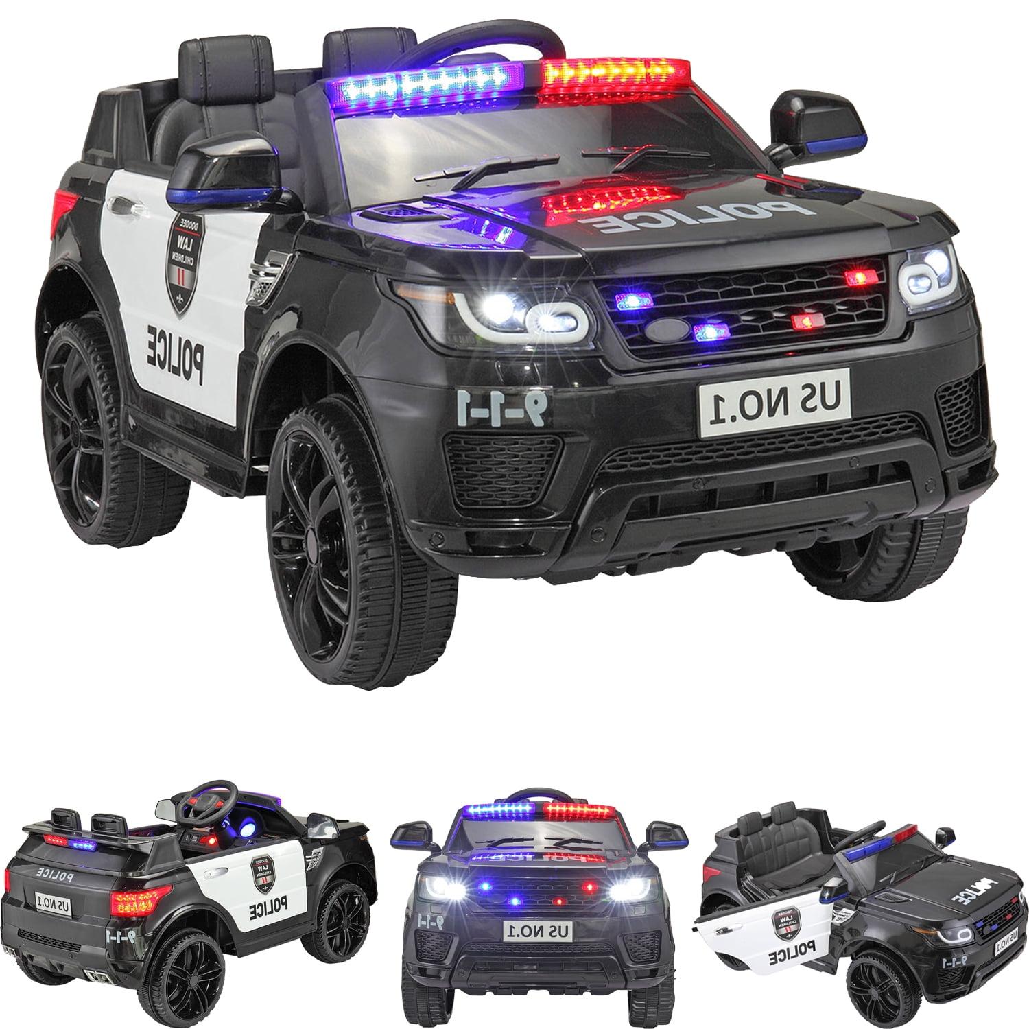 VIBESPARK 12V Ride on Police Car, Electric Car for Kids Battery Powered Ride-on Toys Cop Cars with Remote Control, Siren, Flashing Lights, Music, Bluetooth, Spring Suspension, Black