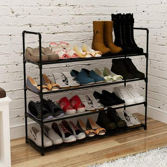 Home-Complete 4-Tier Shoe Rack for 20 Pairs, Black