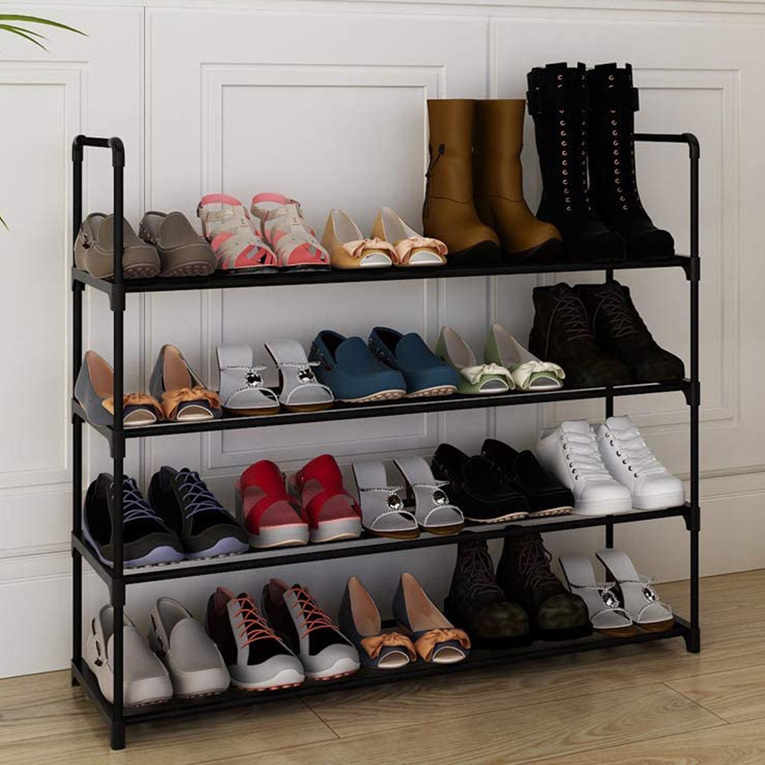 Home-Complete 4-Tier Shoe Rack for 20 Pairs, Black