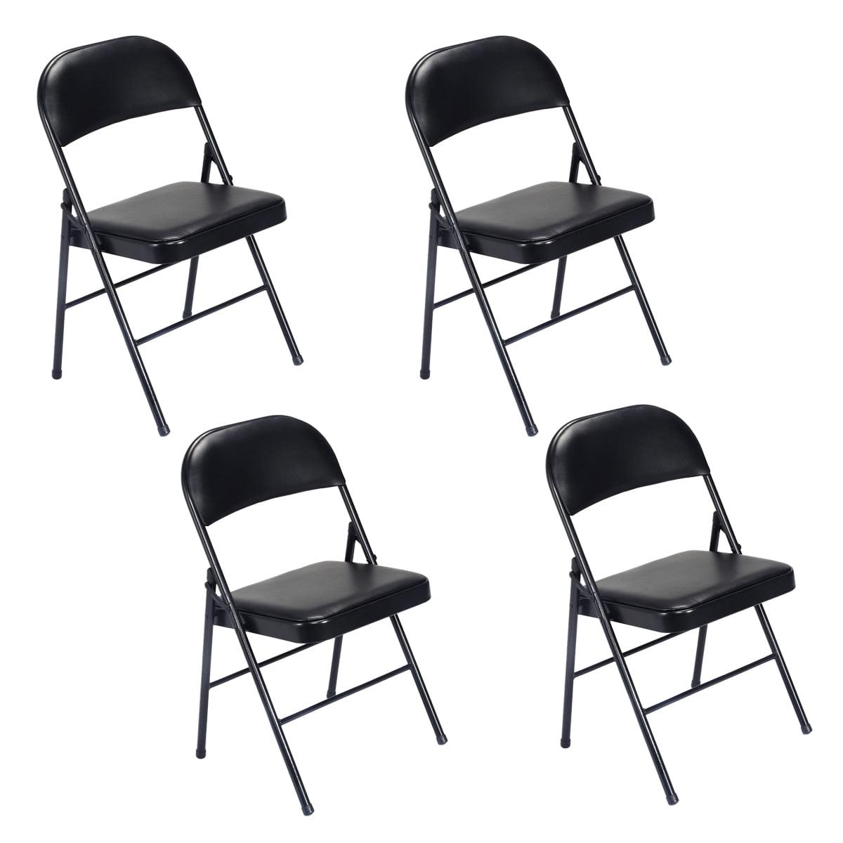 Black Metal Armless Folding Reception Chairs, Set of 4