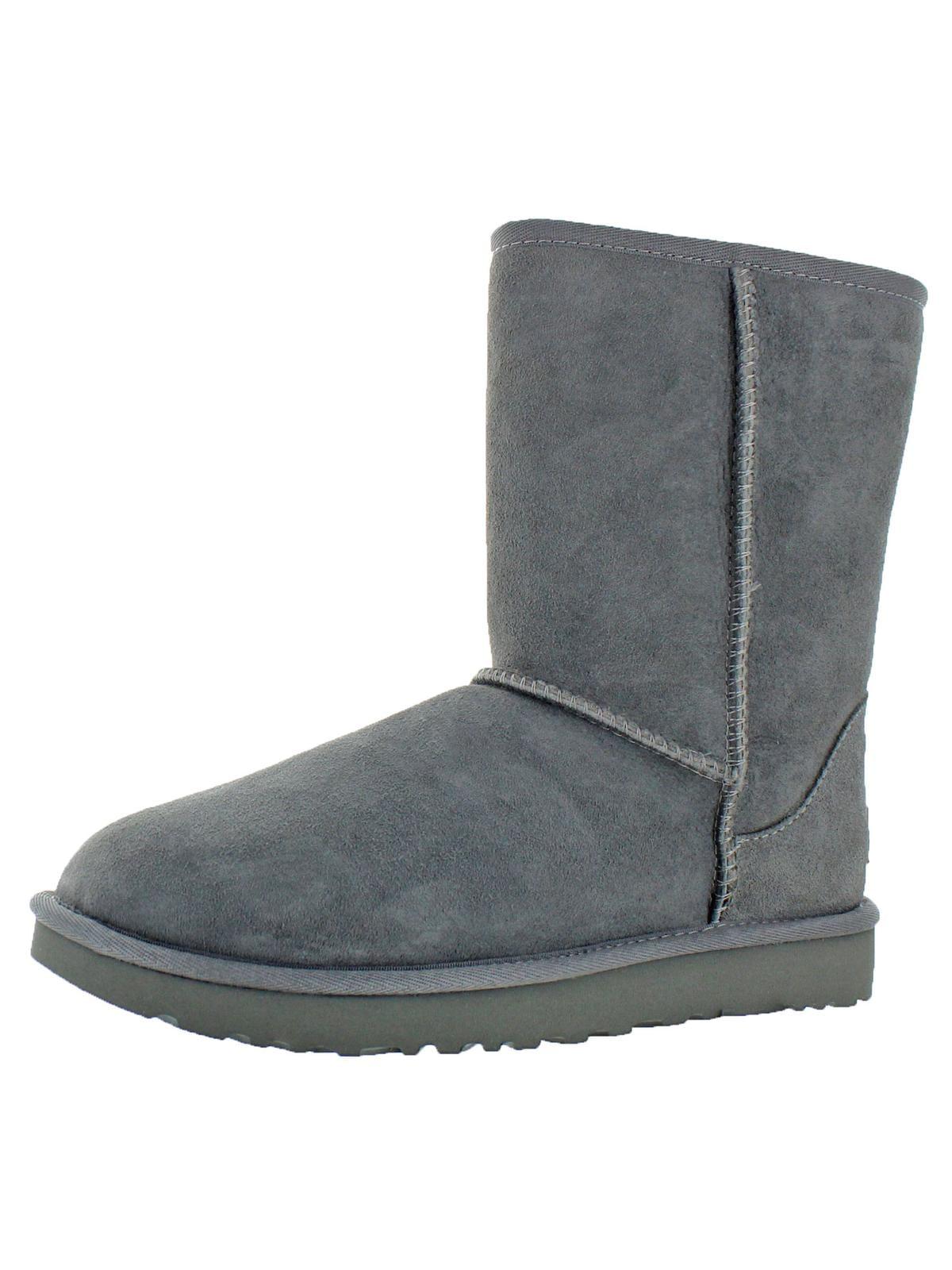 Gray Genuine Suede Shearling Snow Boots - Size 10