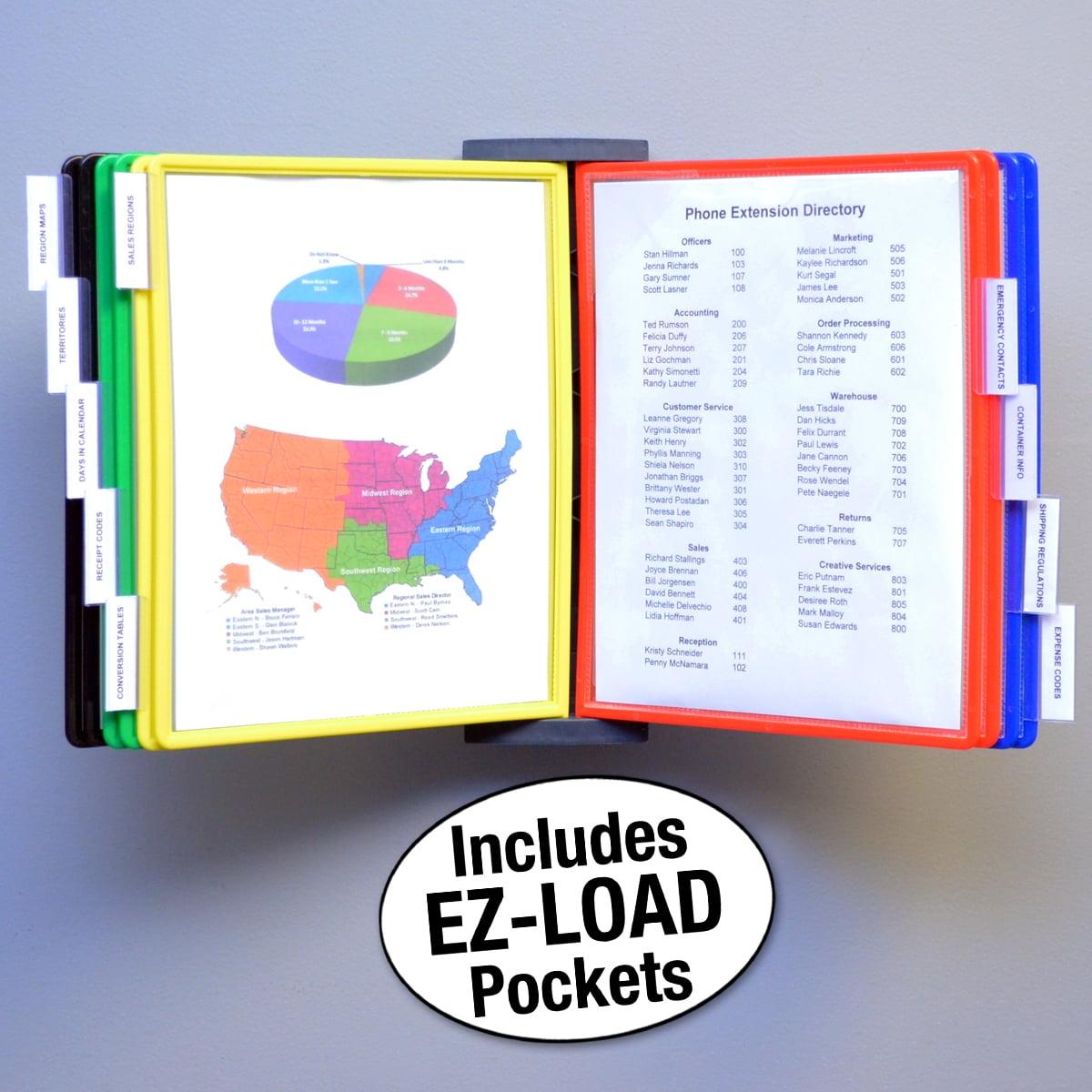 AdjustaView 10-Pocket Wall Reference Organizer with Easy-Load Pockets
