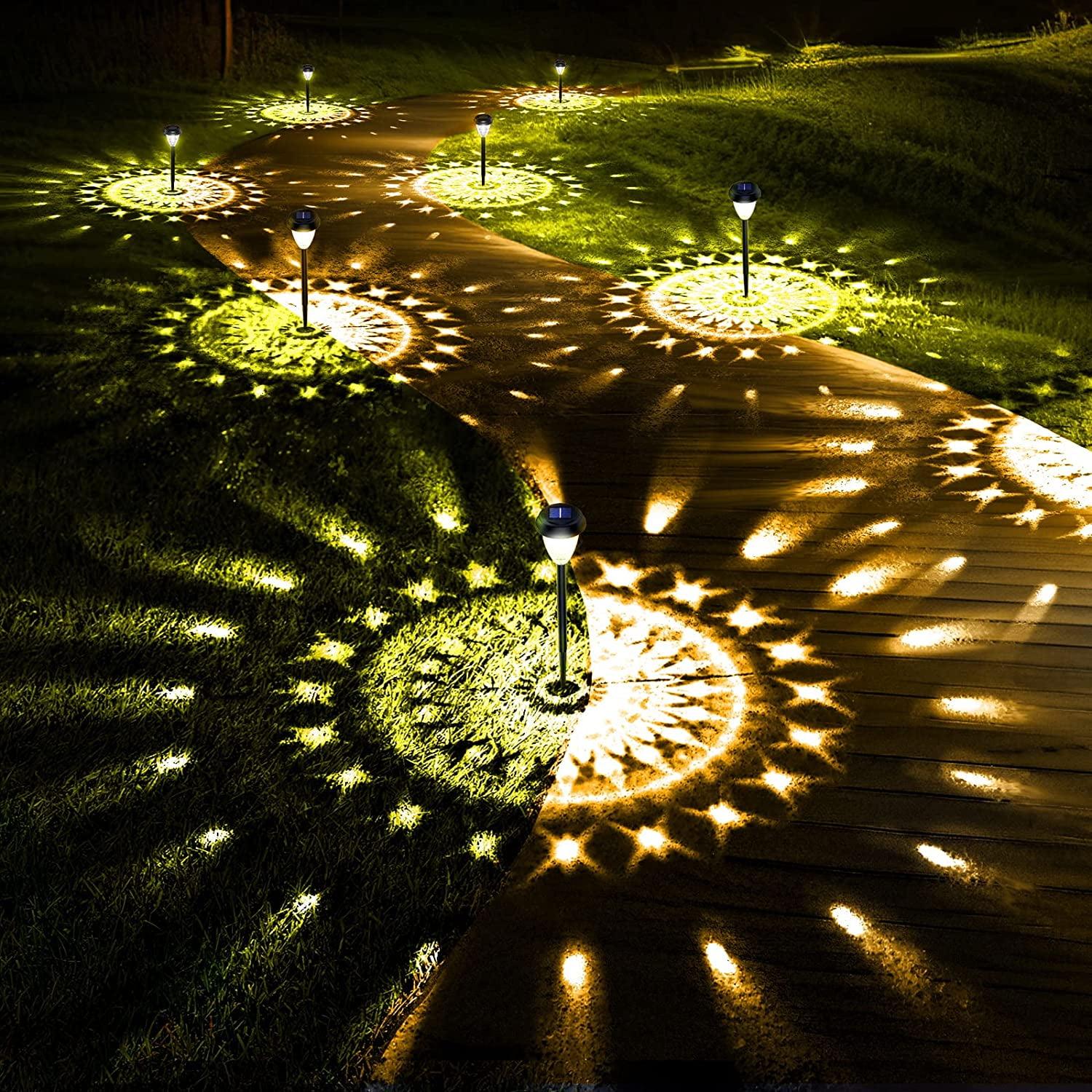 Ultra Bright Solar Outdoor Lights Decorative 10 Pack, 100% Faster Charge Solar Pathway Garden Lights Up to 12H Auto On/Off, Solar Lights Outdoor Waterproof for Walkway Yard Lawn (Warm White)