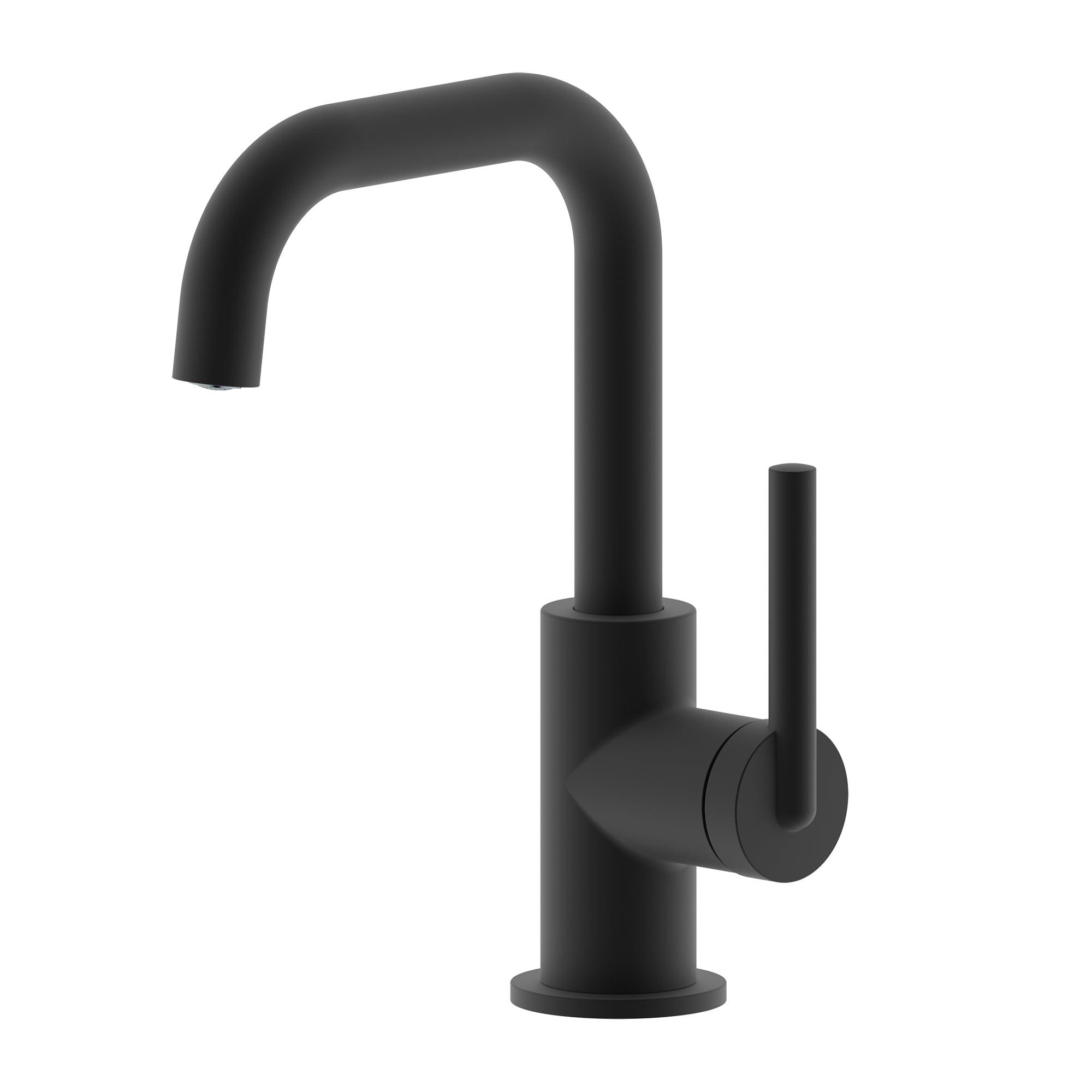 Matte Black Single-Handle Bathroom Faucet with Drain Assembly