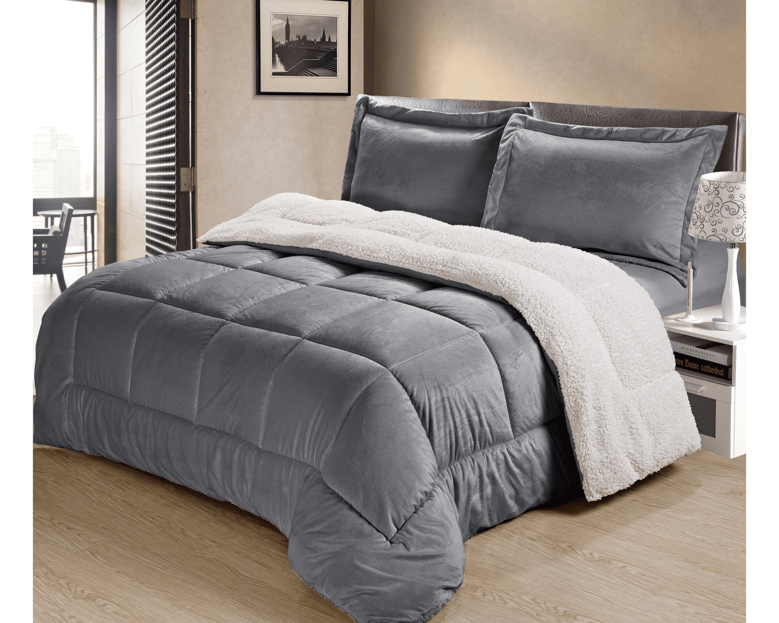 Ultra Plush Reversible Micro-Mink and Sherpa 3-Piece Comforter Set