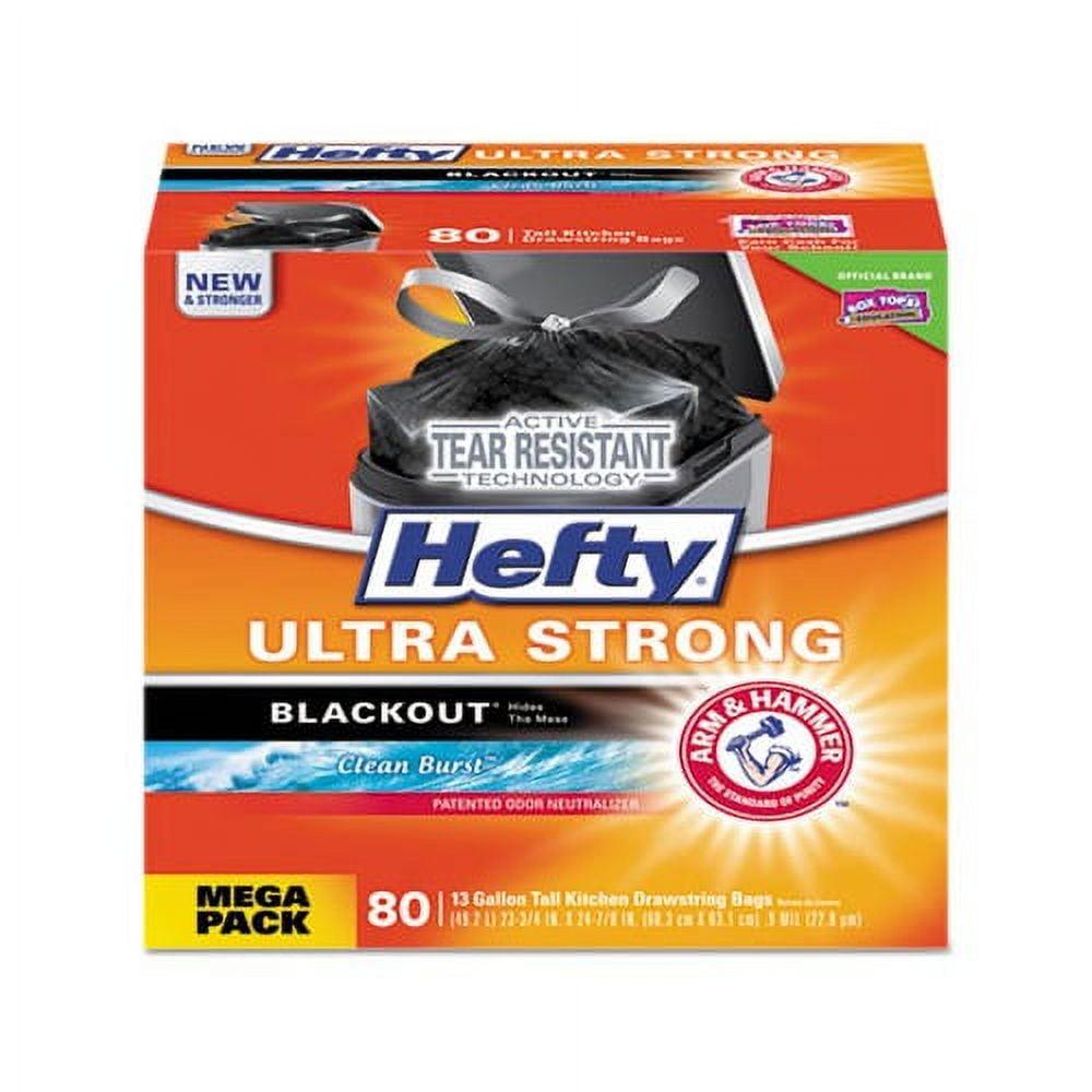 Hefty Ultra Strong Black Scented Tall Kitchen Drawstring Bags, 13 Gallon, 80 Count