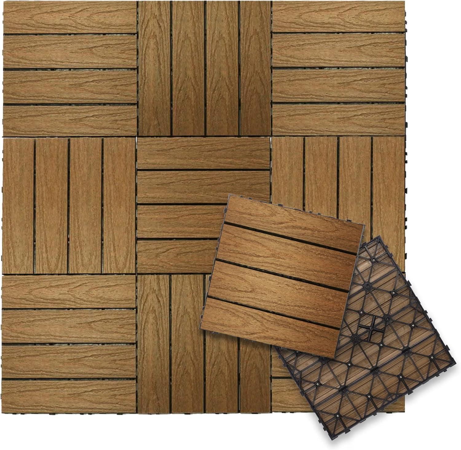 UltraShield Naturale 1 ft. x 1 ft. Quick Deck Outdoor Composite Deck Tile in Peruvian Teak (10 sq. ft. Per Box)