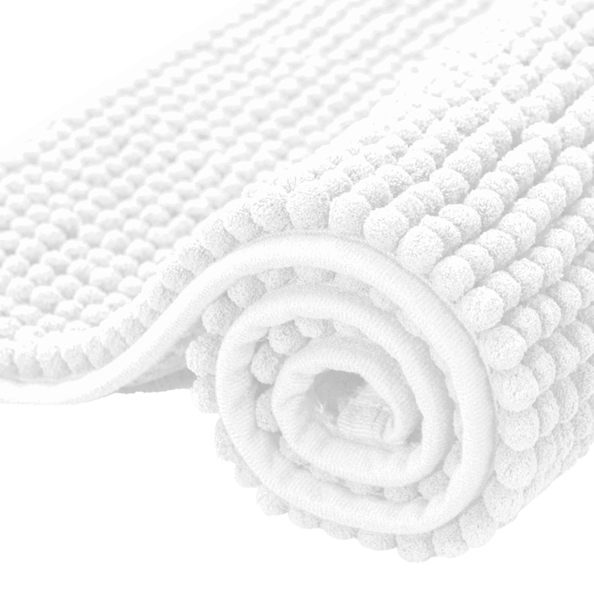 Bathroom Rugs Chenille Bath Rug Soft Short Plush, Water Absorbent Shower Mat Quick Dry Machine Washable(White,16" x 24") White 16" x 24"