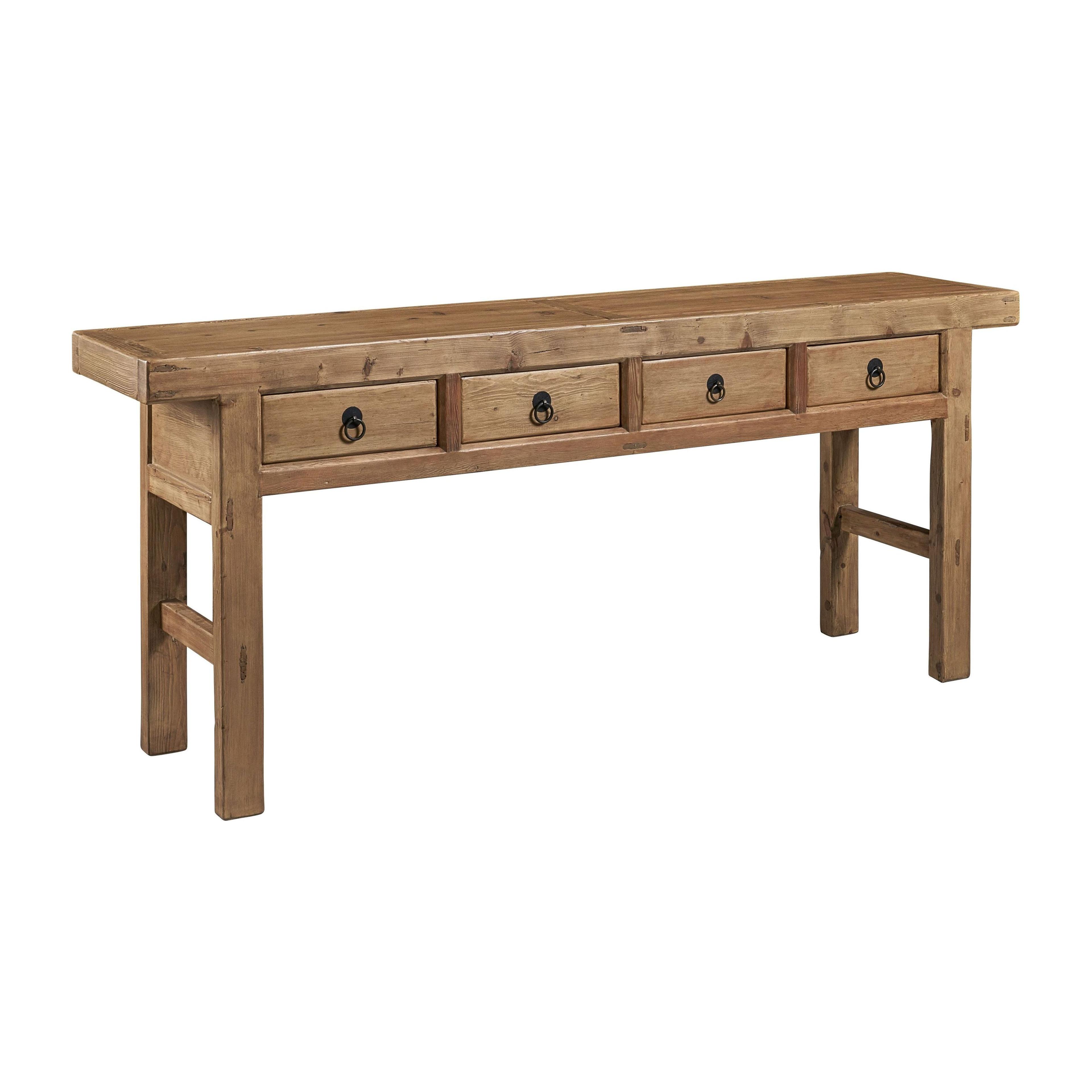 Umber 86.5" Brown Reclaimed Pine Console Table with Storage