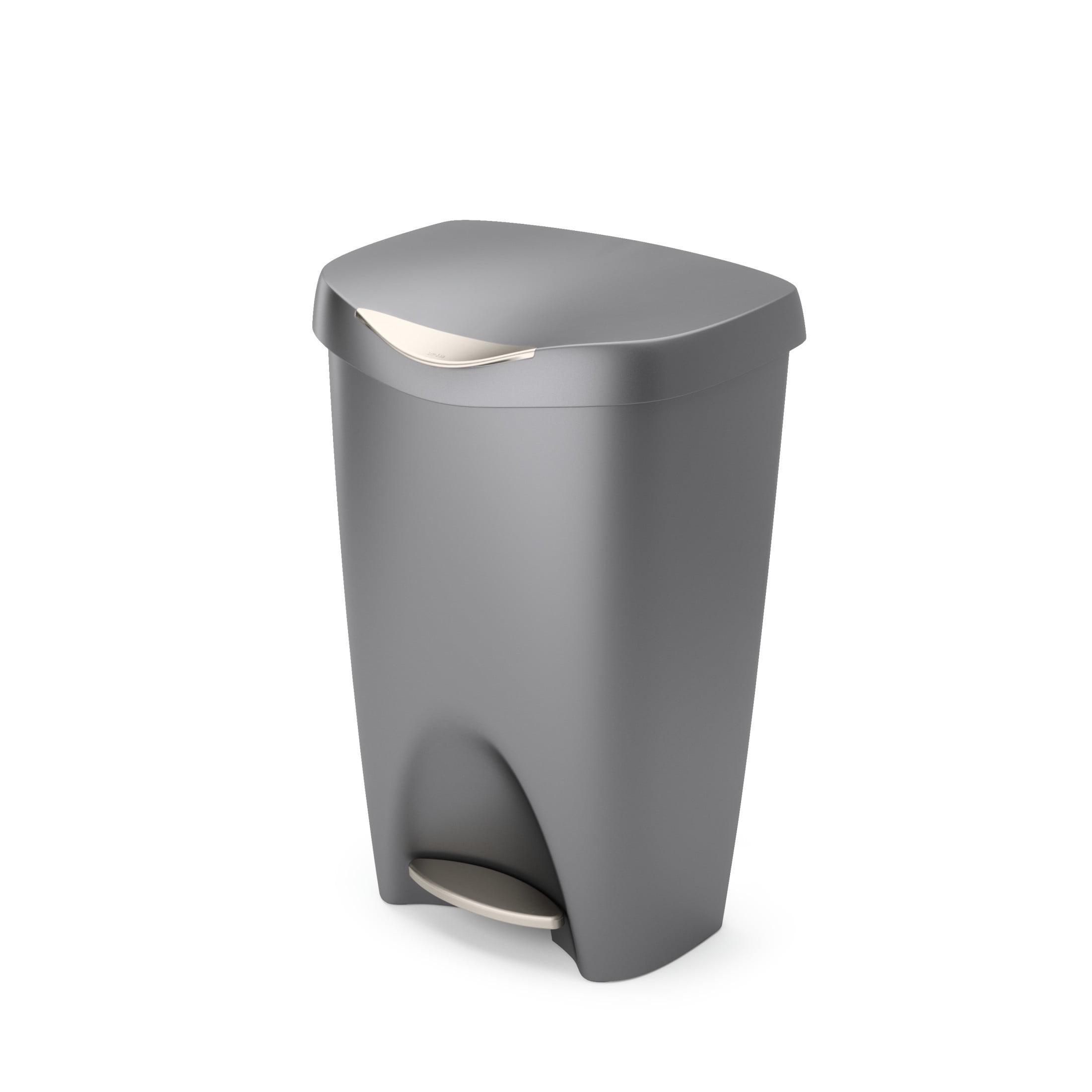 Umbra 13gal Brim Step Trash Can Nickel: Kitchen Trash Can, 50 Quart, Polypropylene, Indoor, Silver