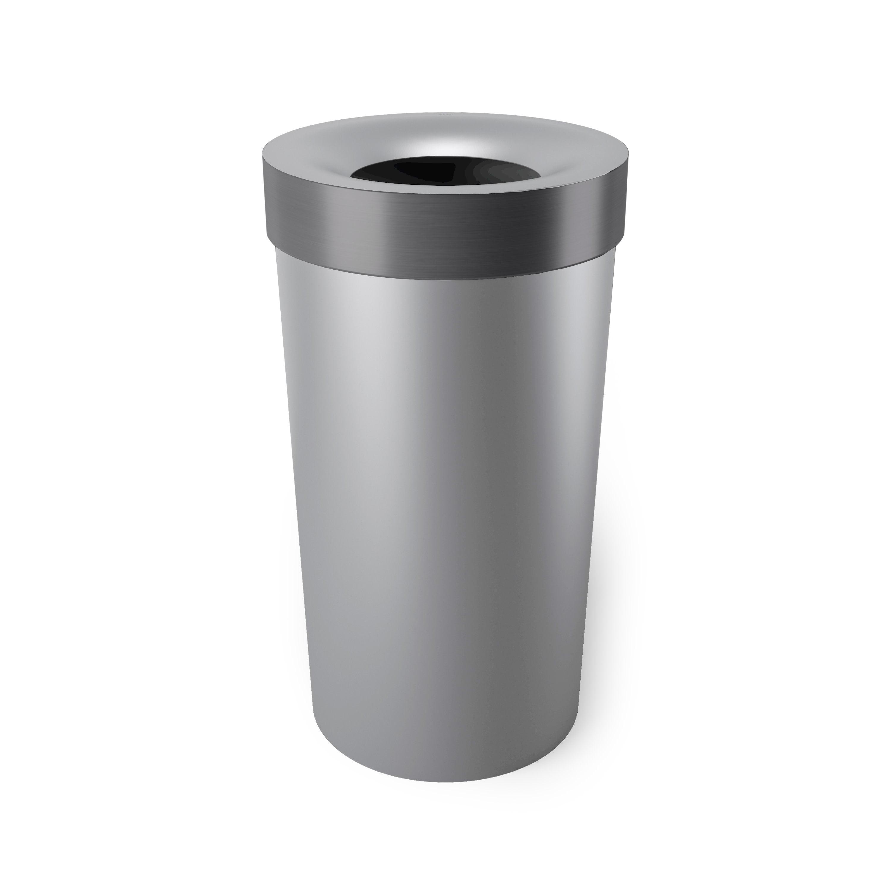 Grey Nickel 16.5 Gallon Open Top Plastic Trash Can