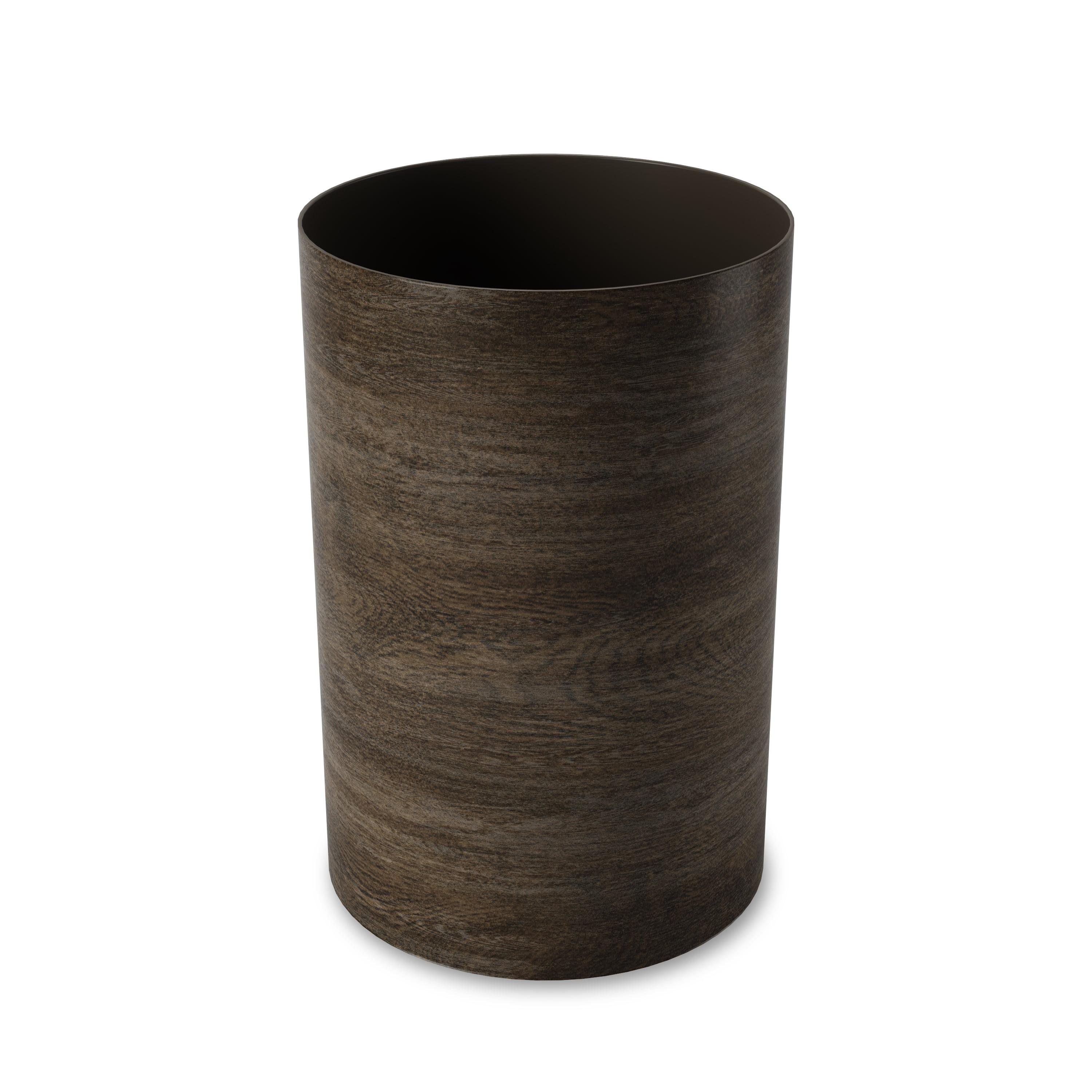 Barnwood Plastic Open Top Bathroom Trash Can