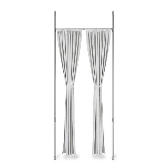 36"-66" Umbra Anywhere Curtain Rod Nickel Finish: Adjustable Tension Rod, Metal, Smooth Surface, Silver