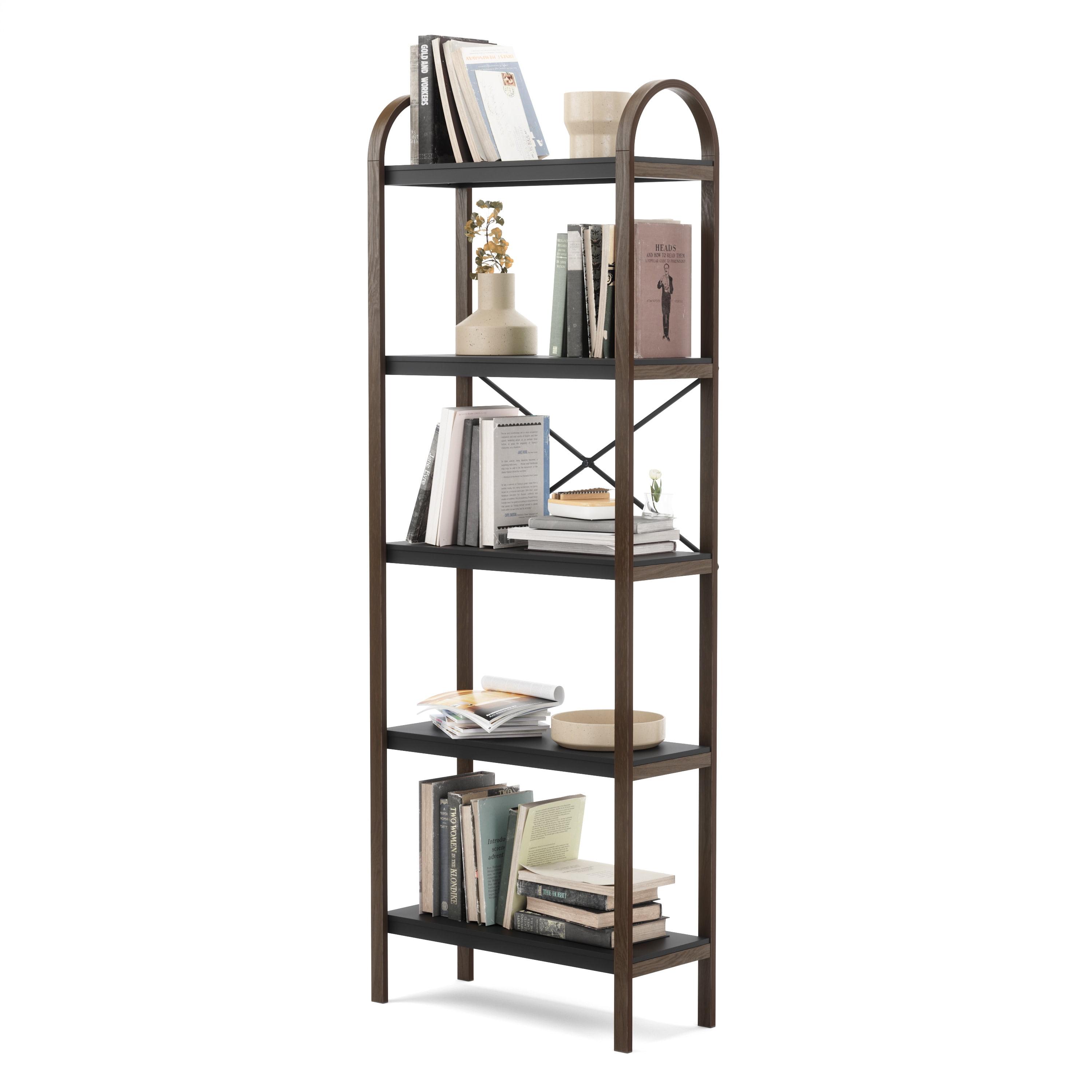 Bellwood Dark Brown Wood 5-Tier Over-the-Toilet Bookshelf