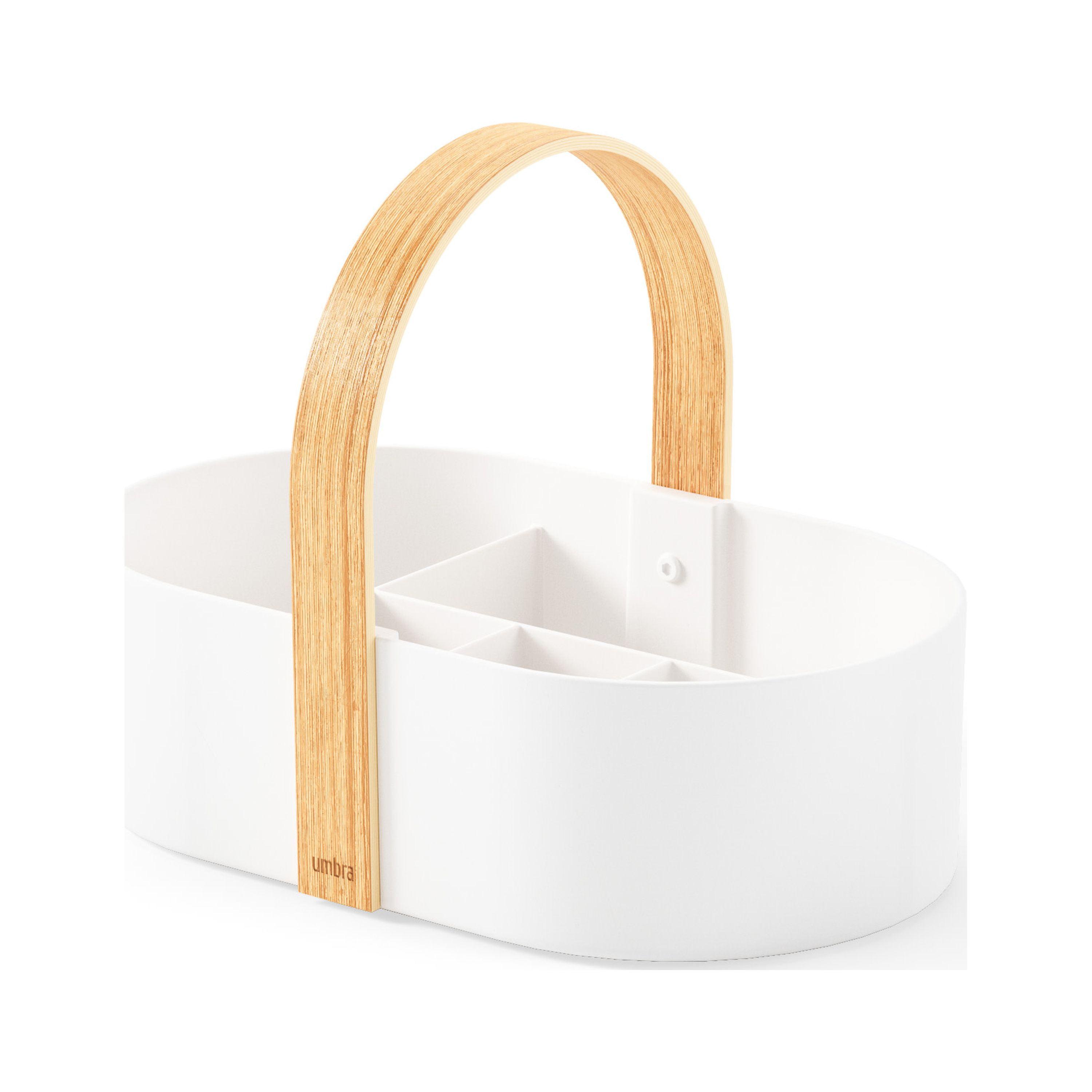 White and Natural Multipurpose Caddy Organizer with Handle