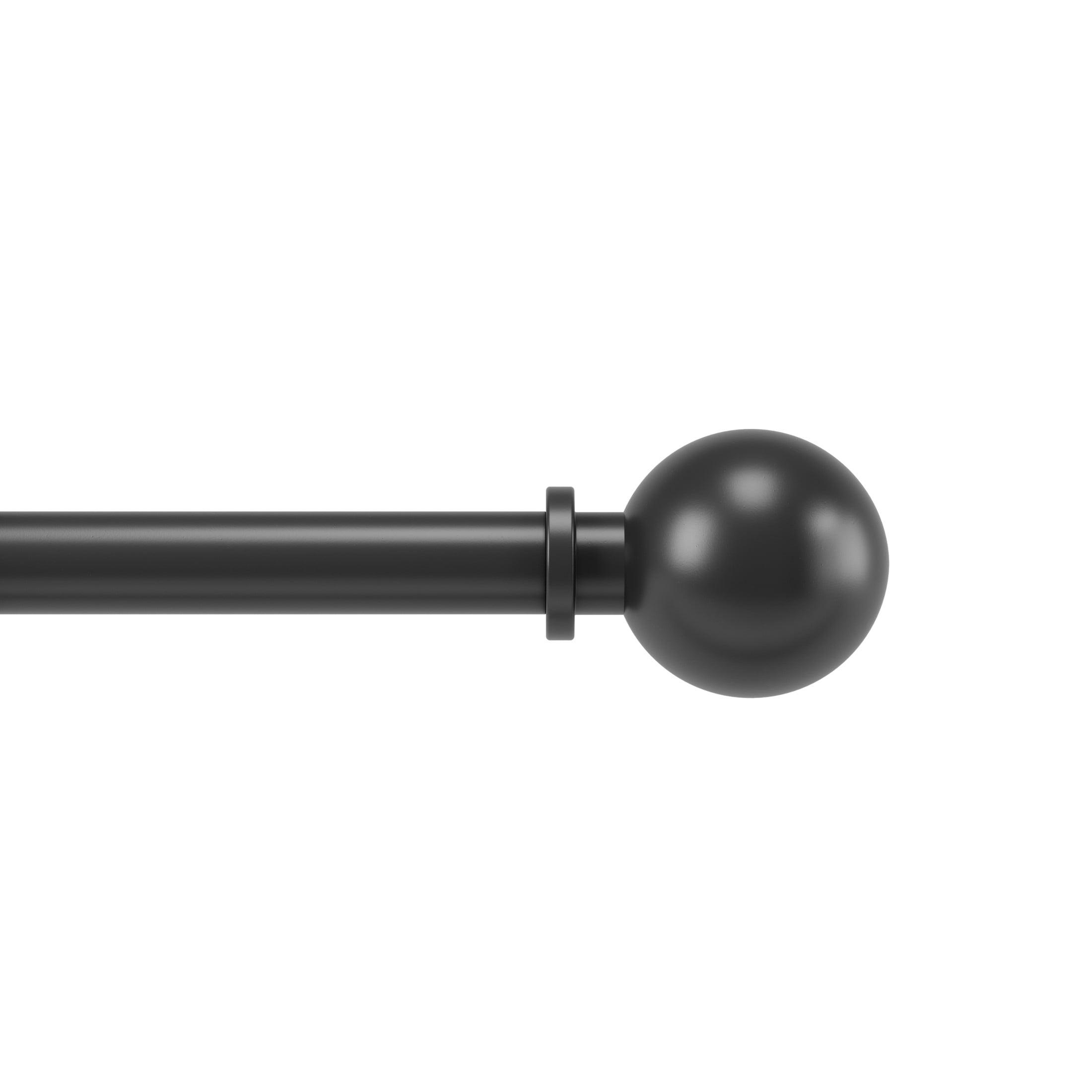 Adjustable Matte Black Steel Curtain Rod with Finials