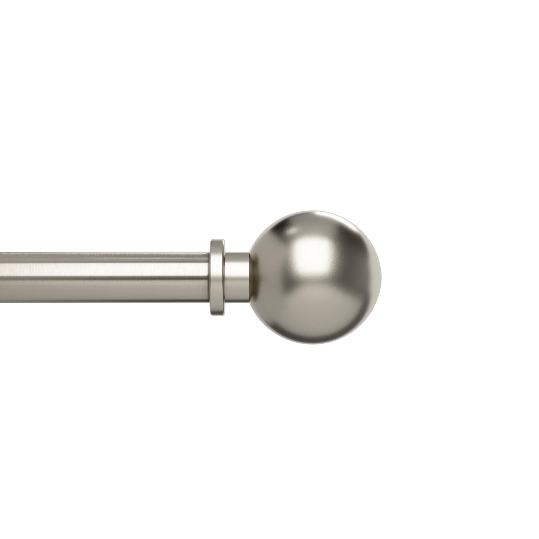 Silver Nickel Adjustable Curtain Rod with Ball Finials