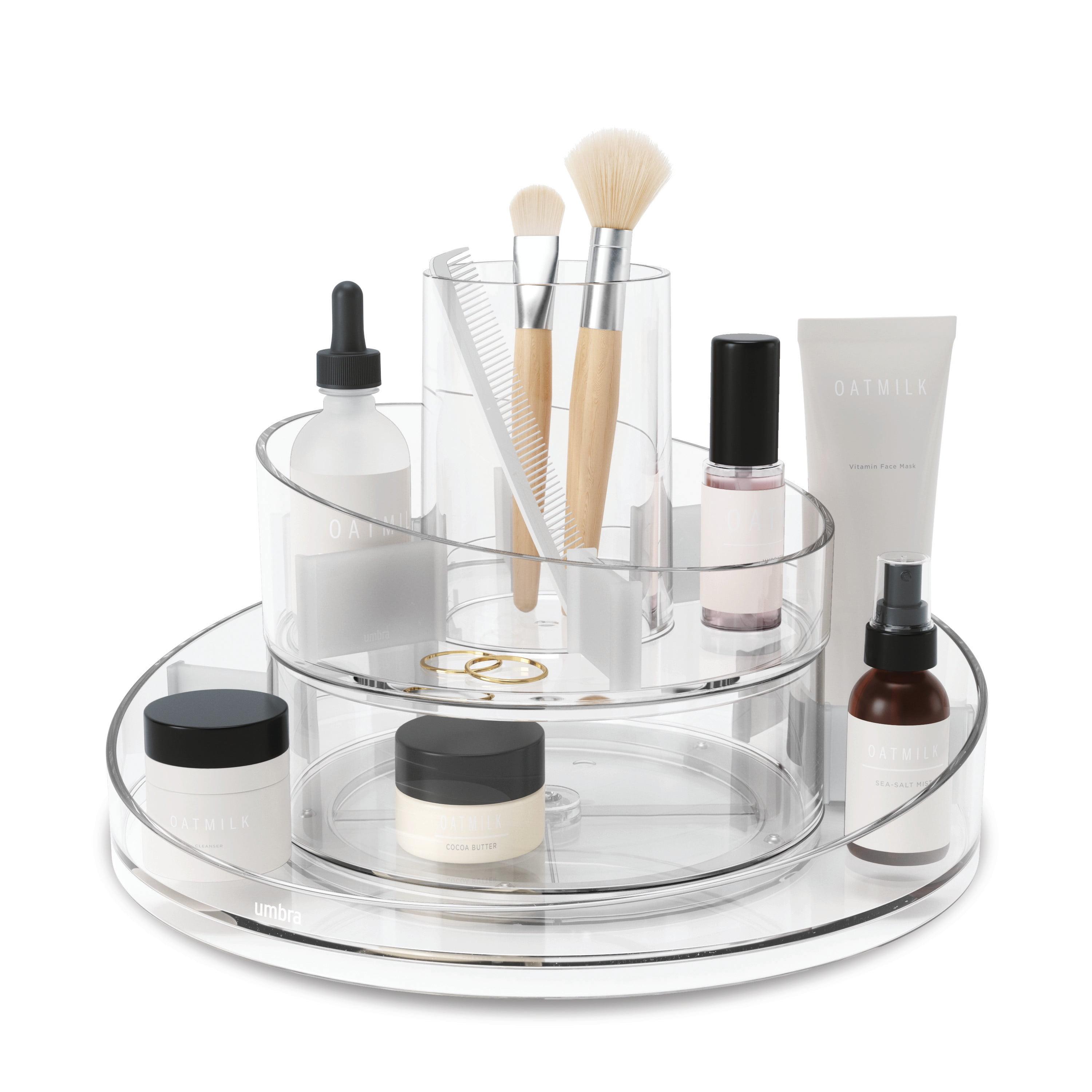 Clear Acrylic Rotating Makeup Organizer with Dividers