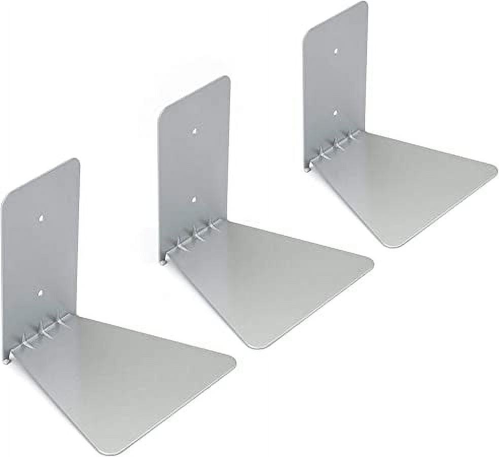 Minimalist Silver Steel Floating Wall Display Shelves, 3-Piece Set