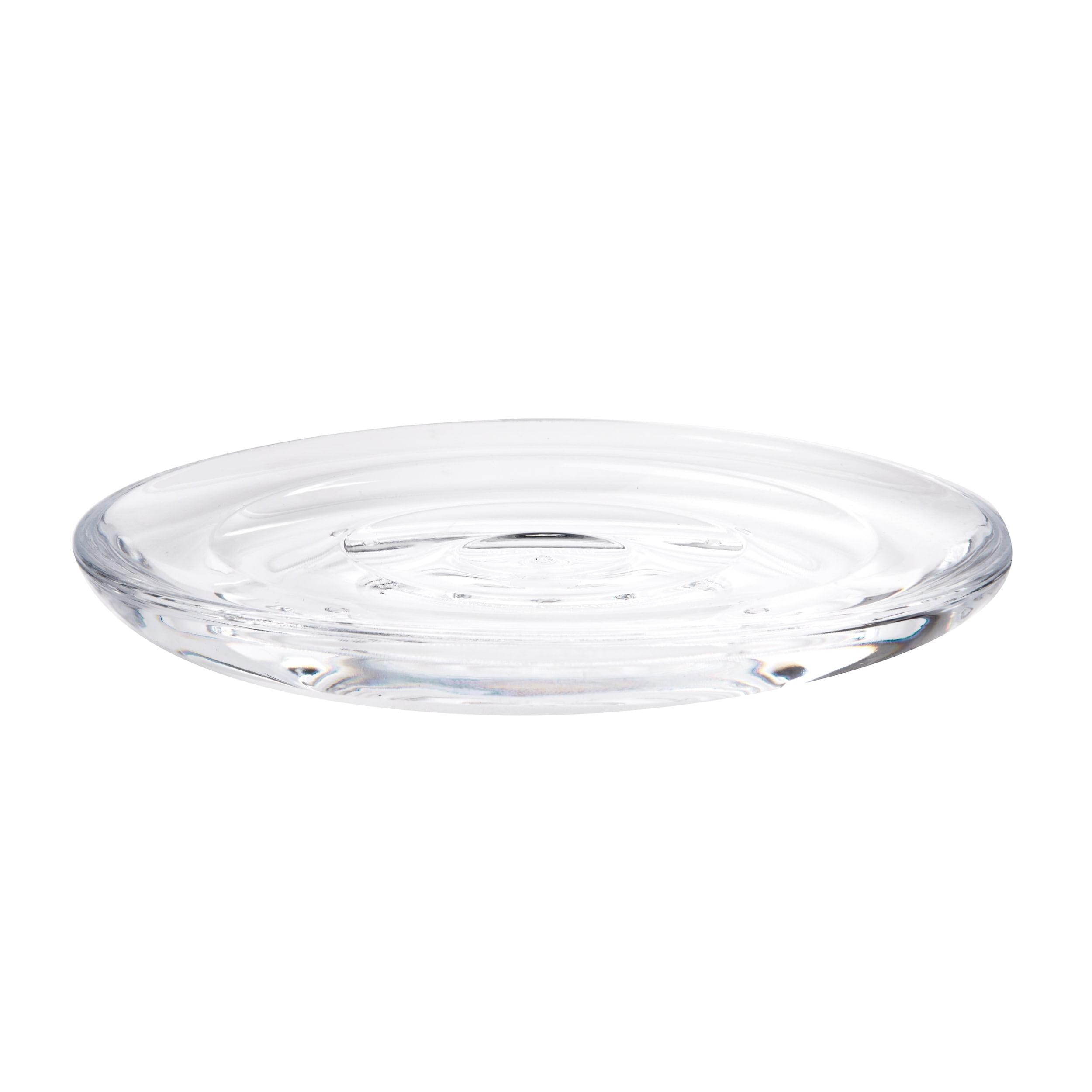 Clear Round Acrylic Soap Dish with Wave Design