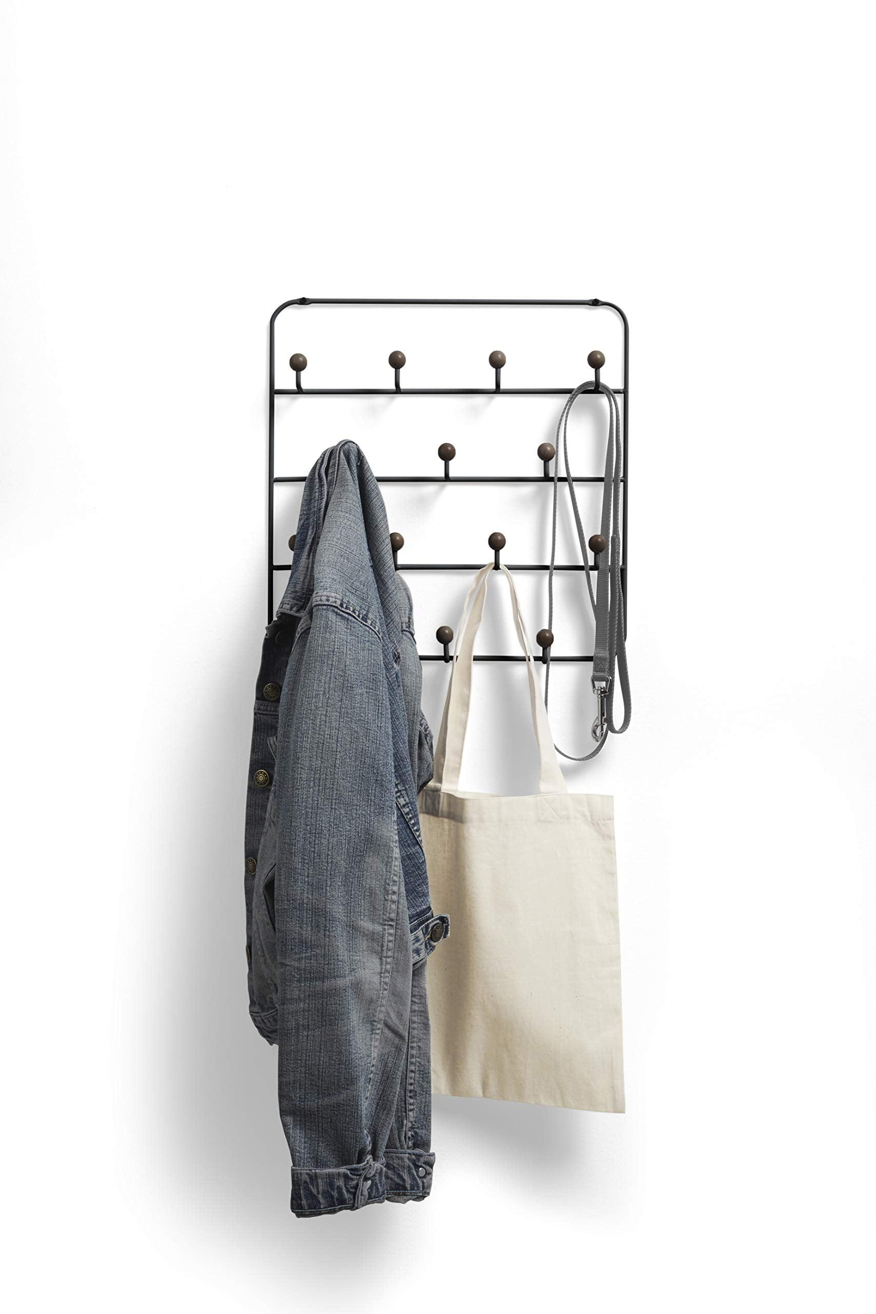 Black and Walnut Over-the-Door Multi-Use Organizer with 14 Hooks