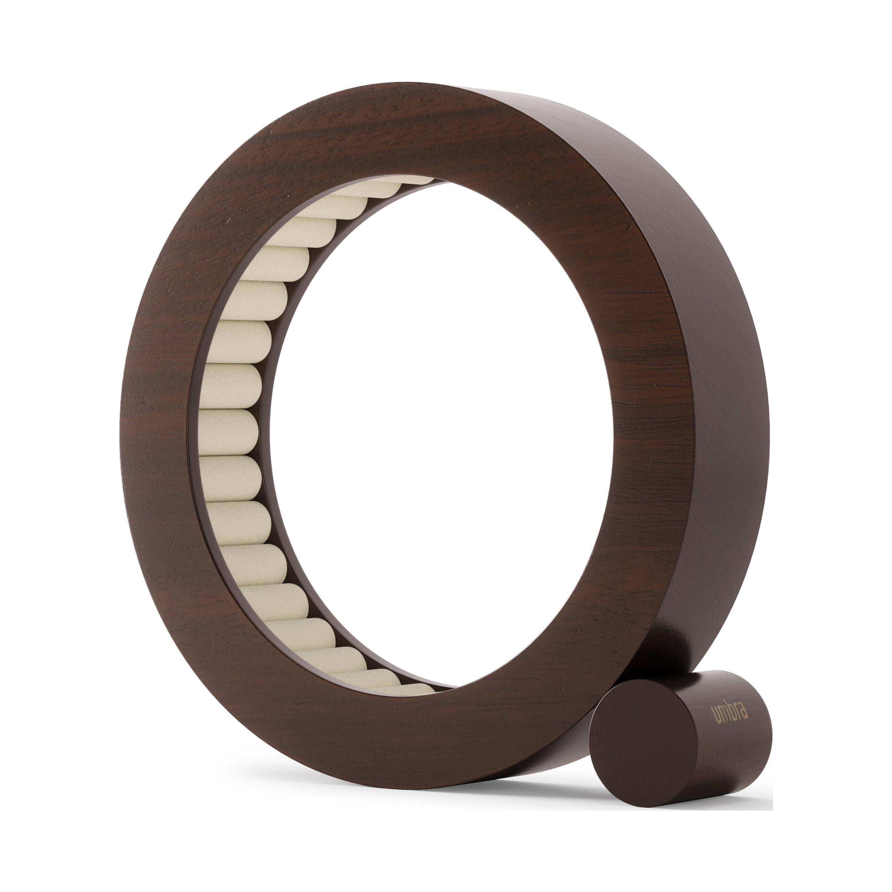 Walnut Wood Circular Jewelry Organizer with Velvet Padding