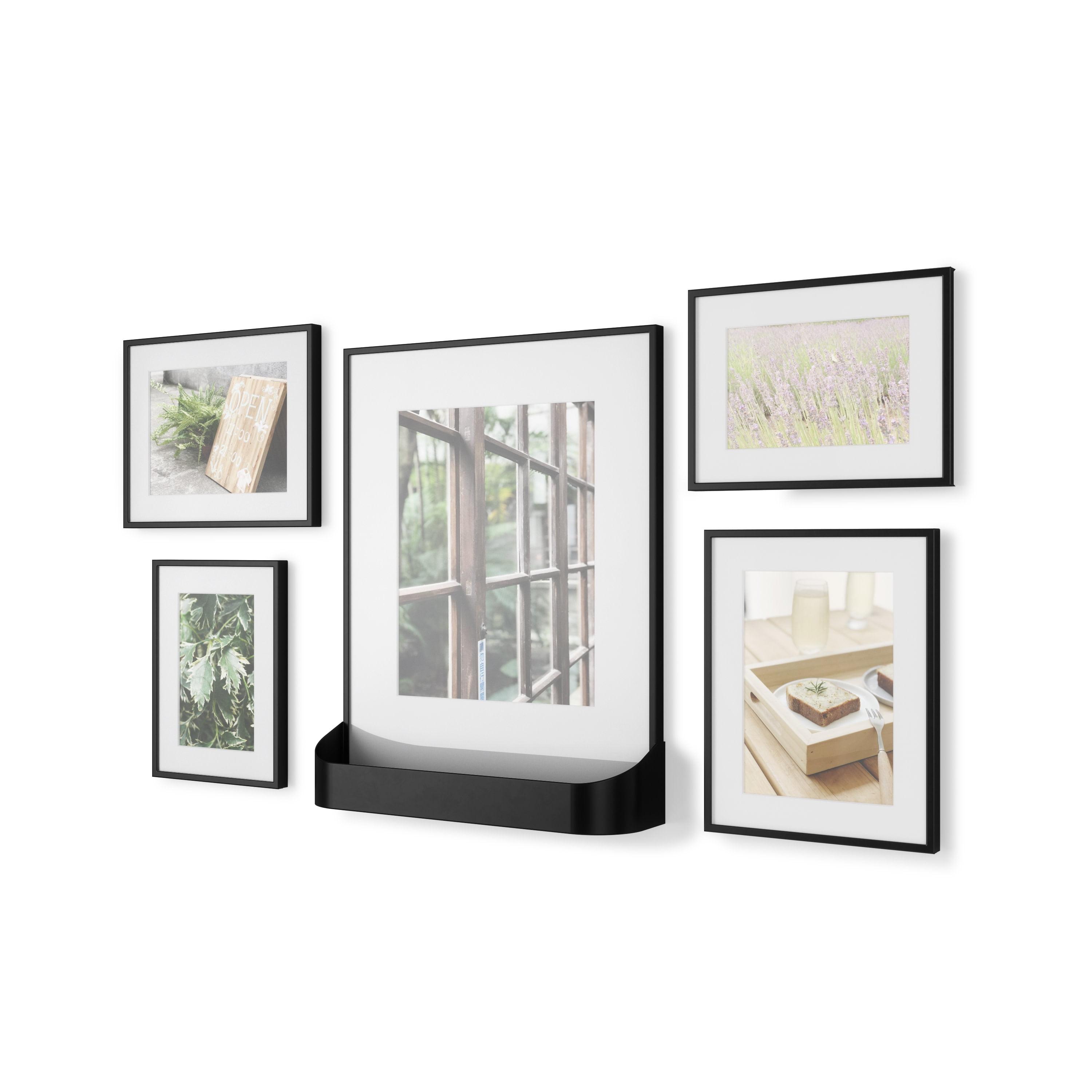 Classic Black Gallery Wall Frame Set with Plant Basket, 5 Pieces