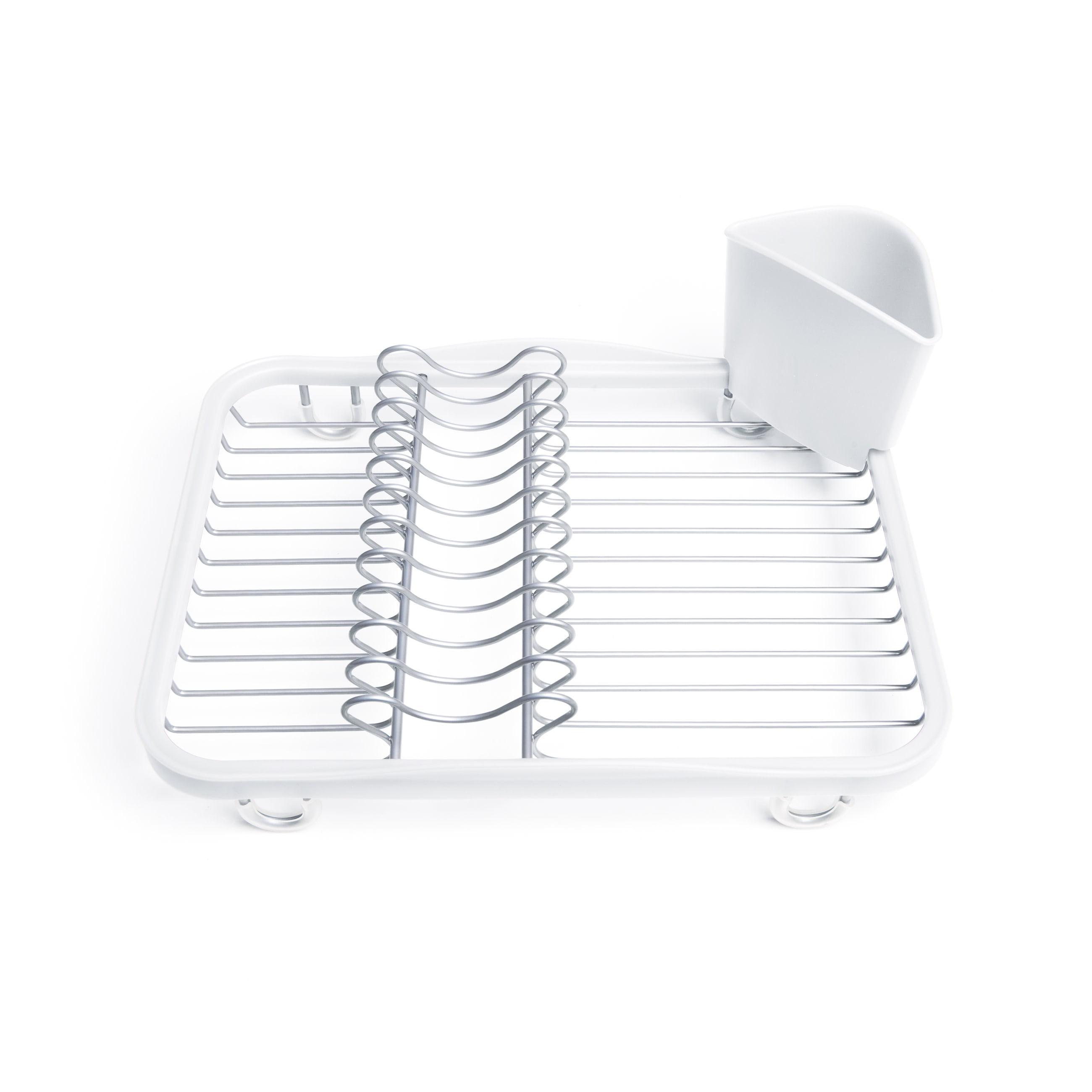 White Metal In-Sink Dish Rack with Utensil Cup