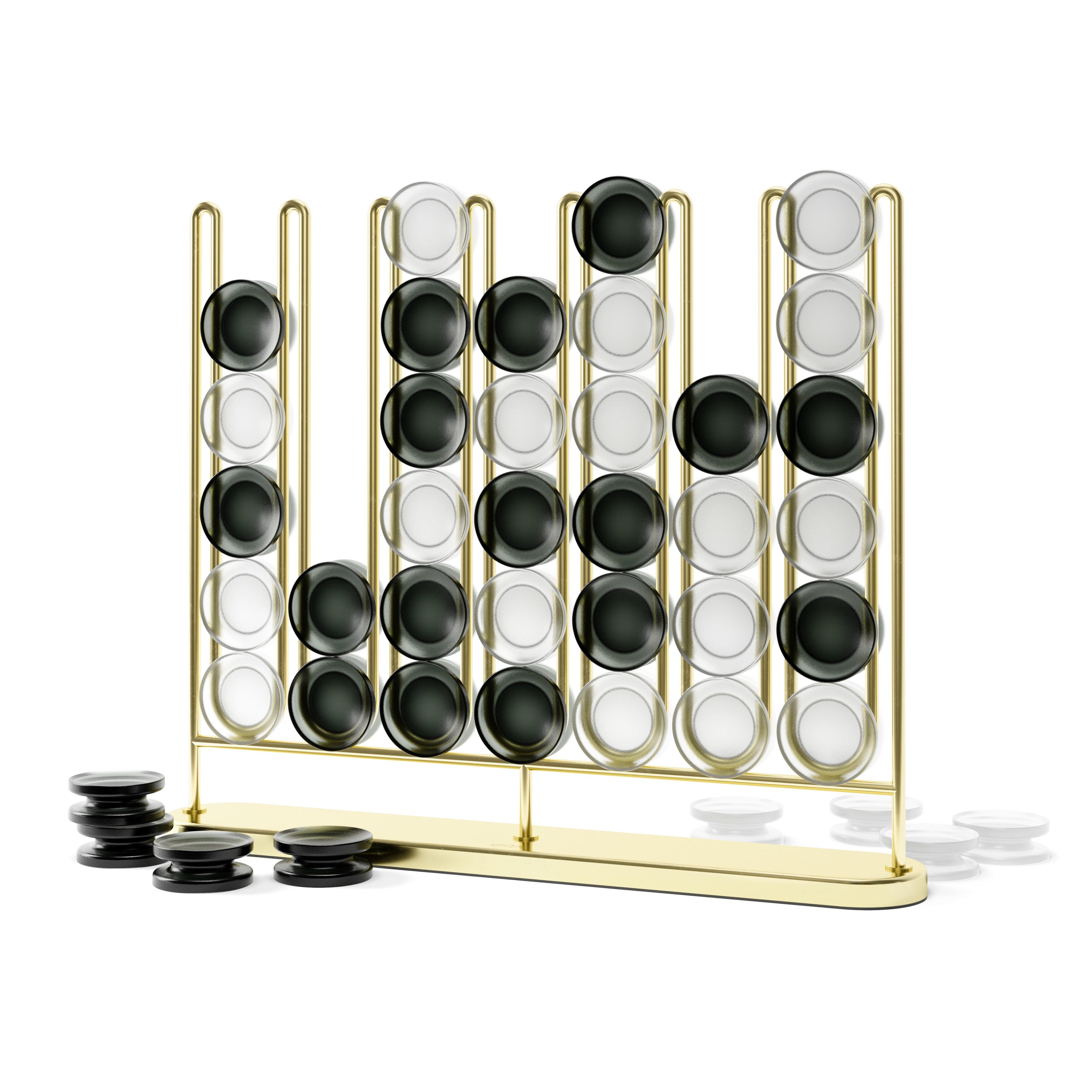 Modern Brass and Frosted Acrylic Connect Four Game