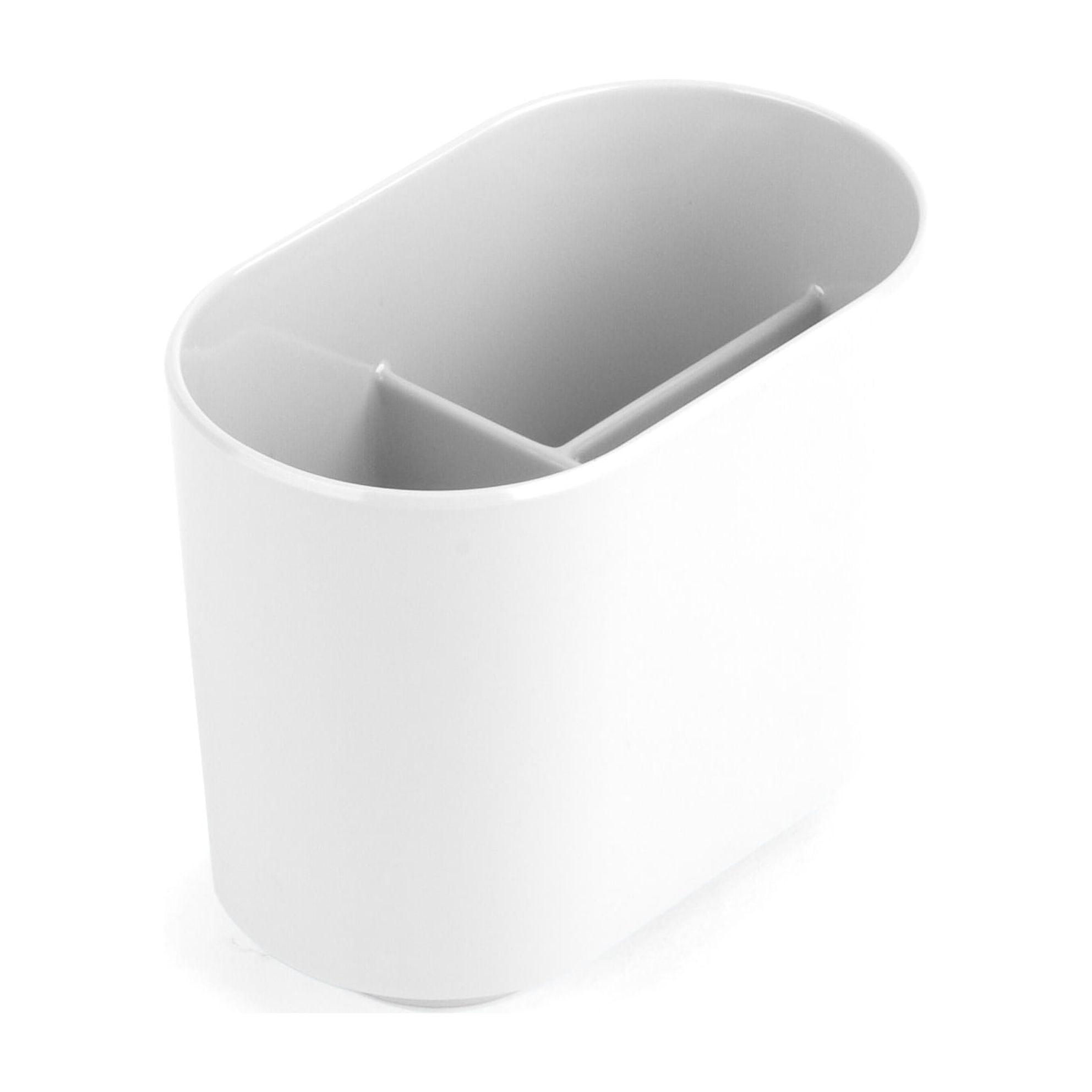 White Oval Melamine Toothbrush Holder with Nickel Finish