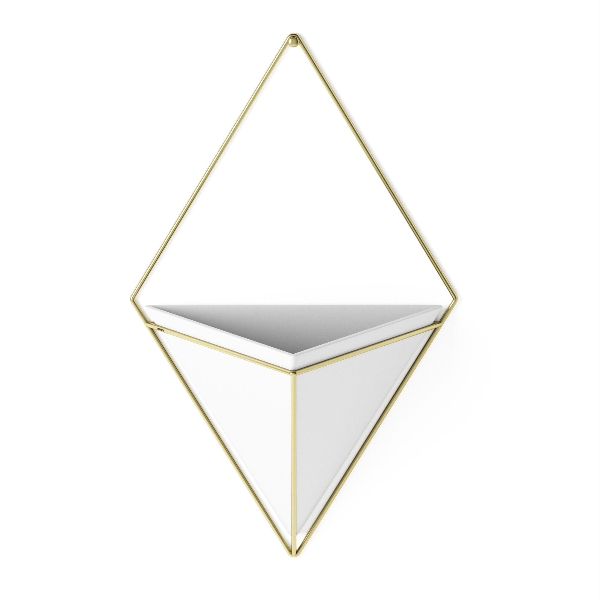 White and Brass Geometric Wall Planter Decor