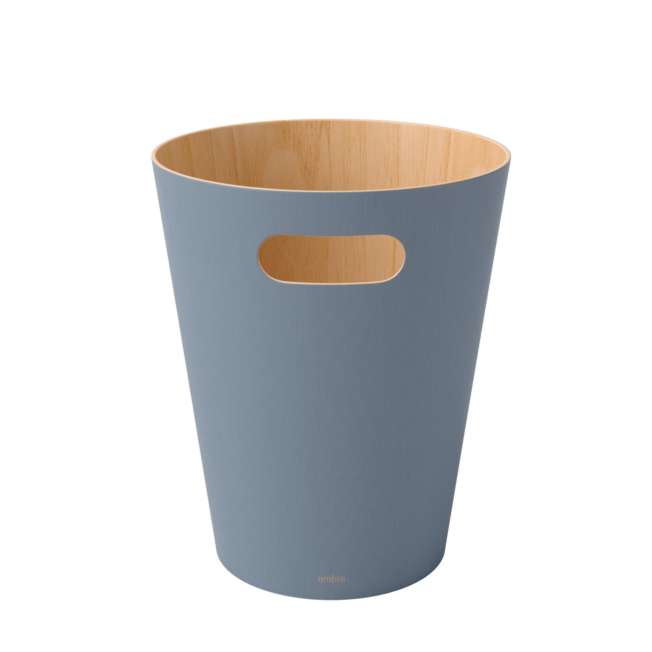 Slate Blue Wood 2-Gallon Bathroom Trash Can