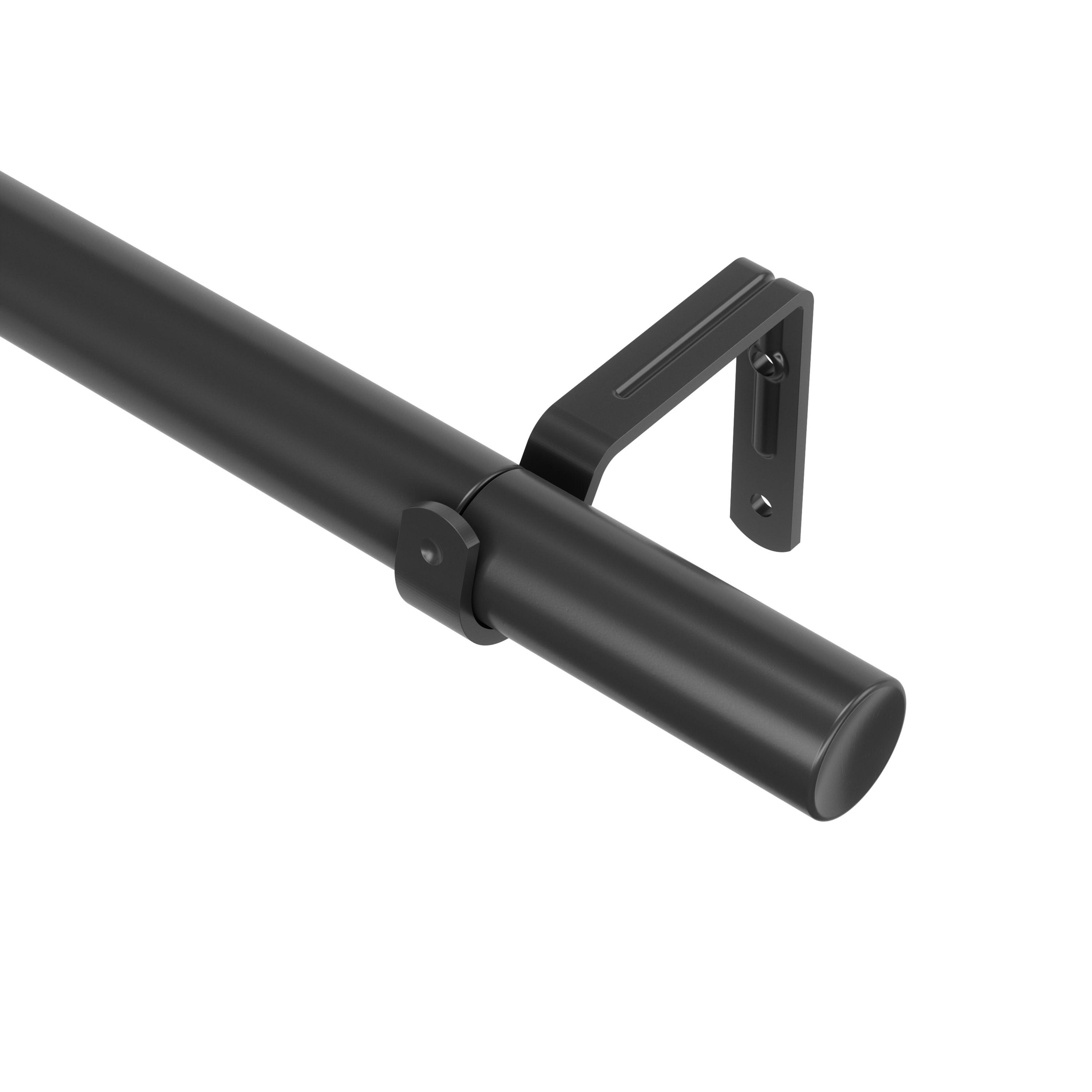 Matte Black Expandable Steel Curtain Rod with Cylindrical Finials