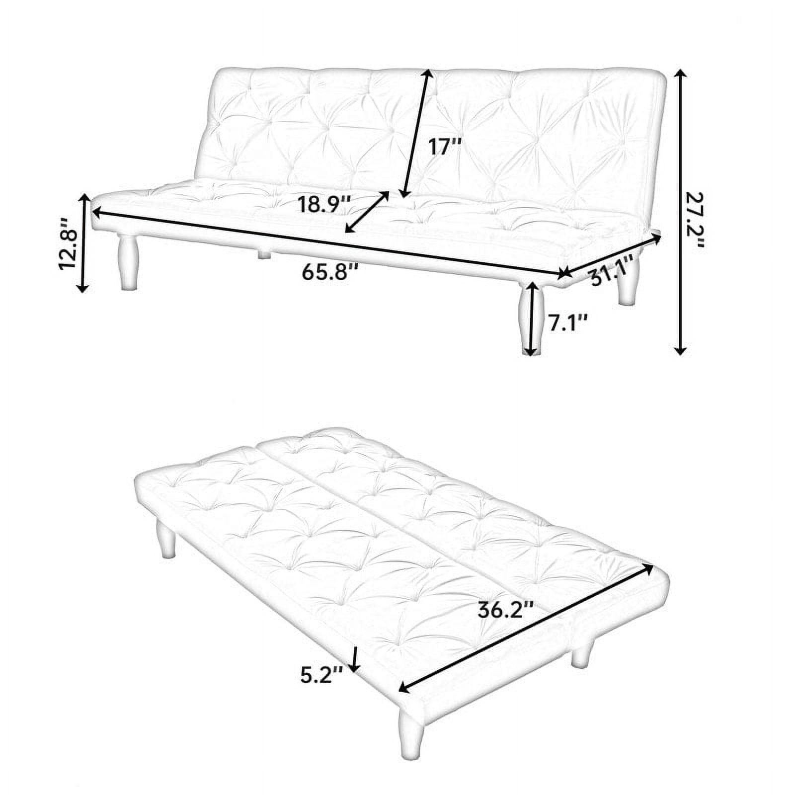 Blue Velvet Tufted Sleeper Sofa with Solid Wood Frame