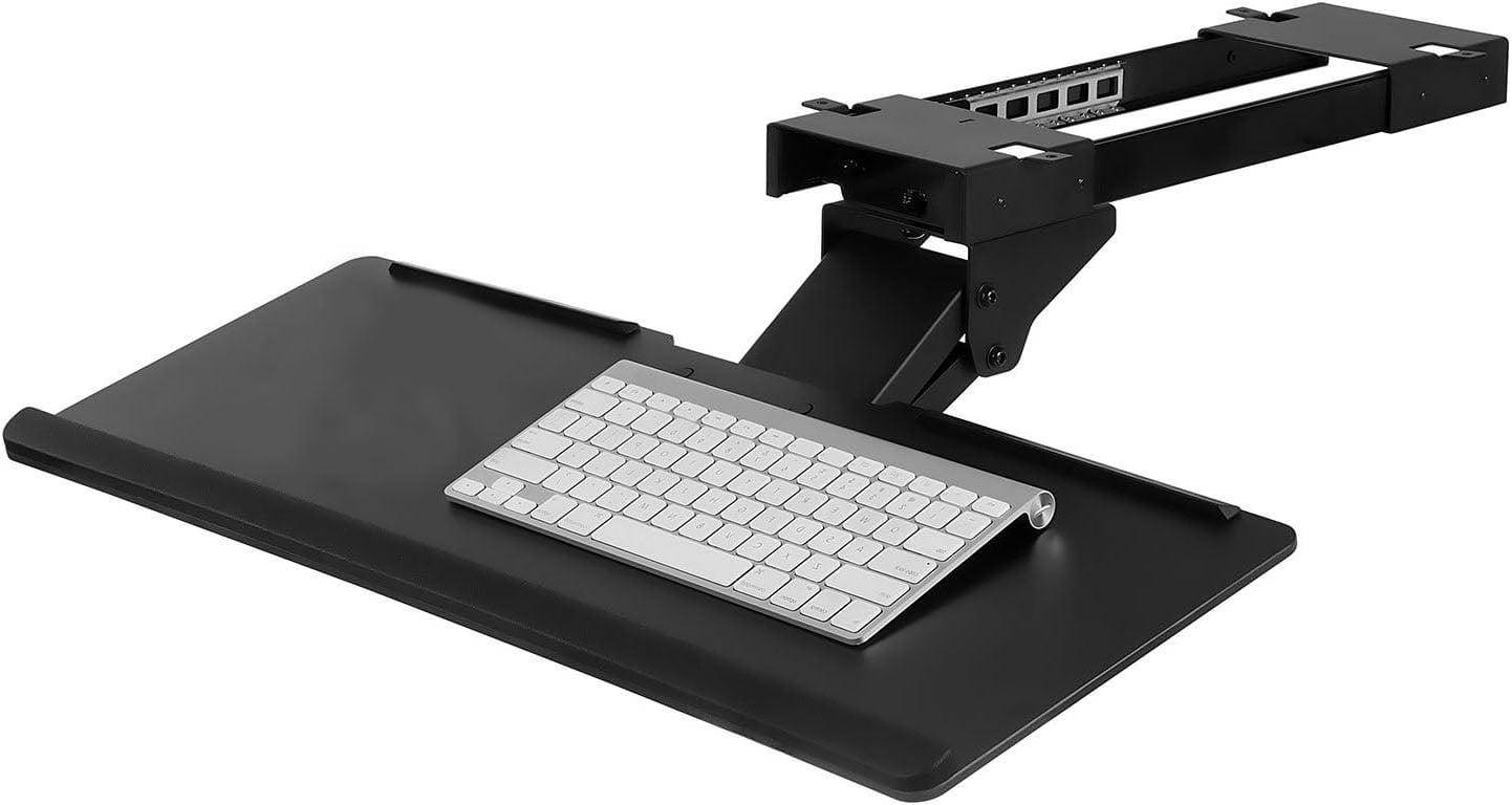 Black Adjustable Under Desk Keyboard and Mouse Tray with Gel Wrist Pad