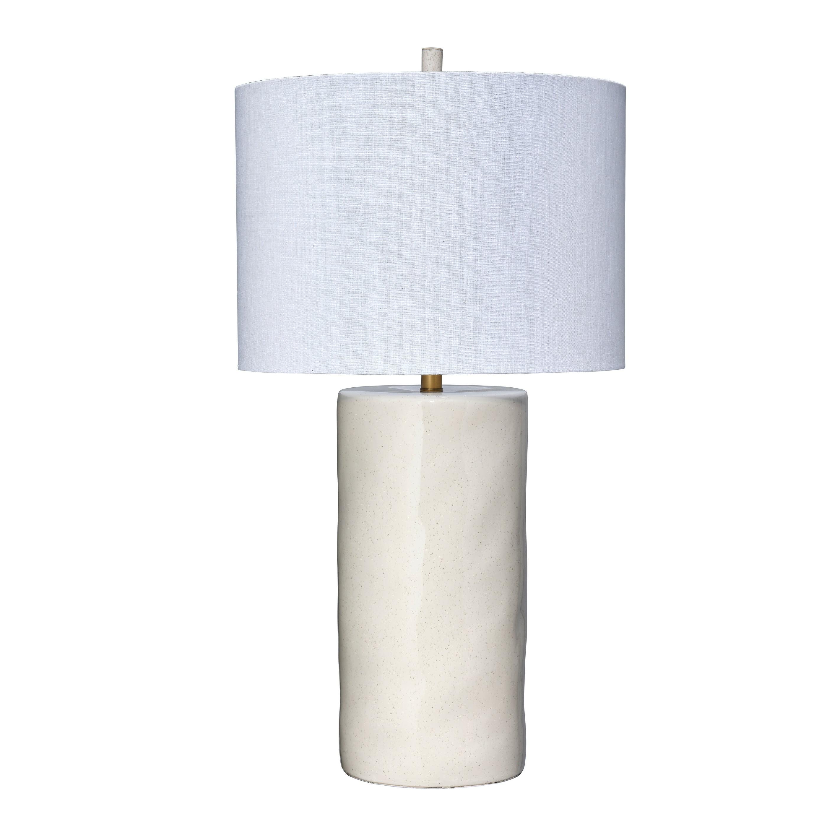 Cream Ceramic Table Lamp with White Linen Shade