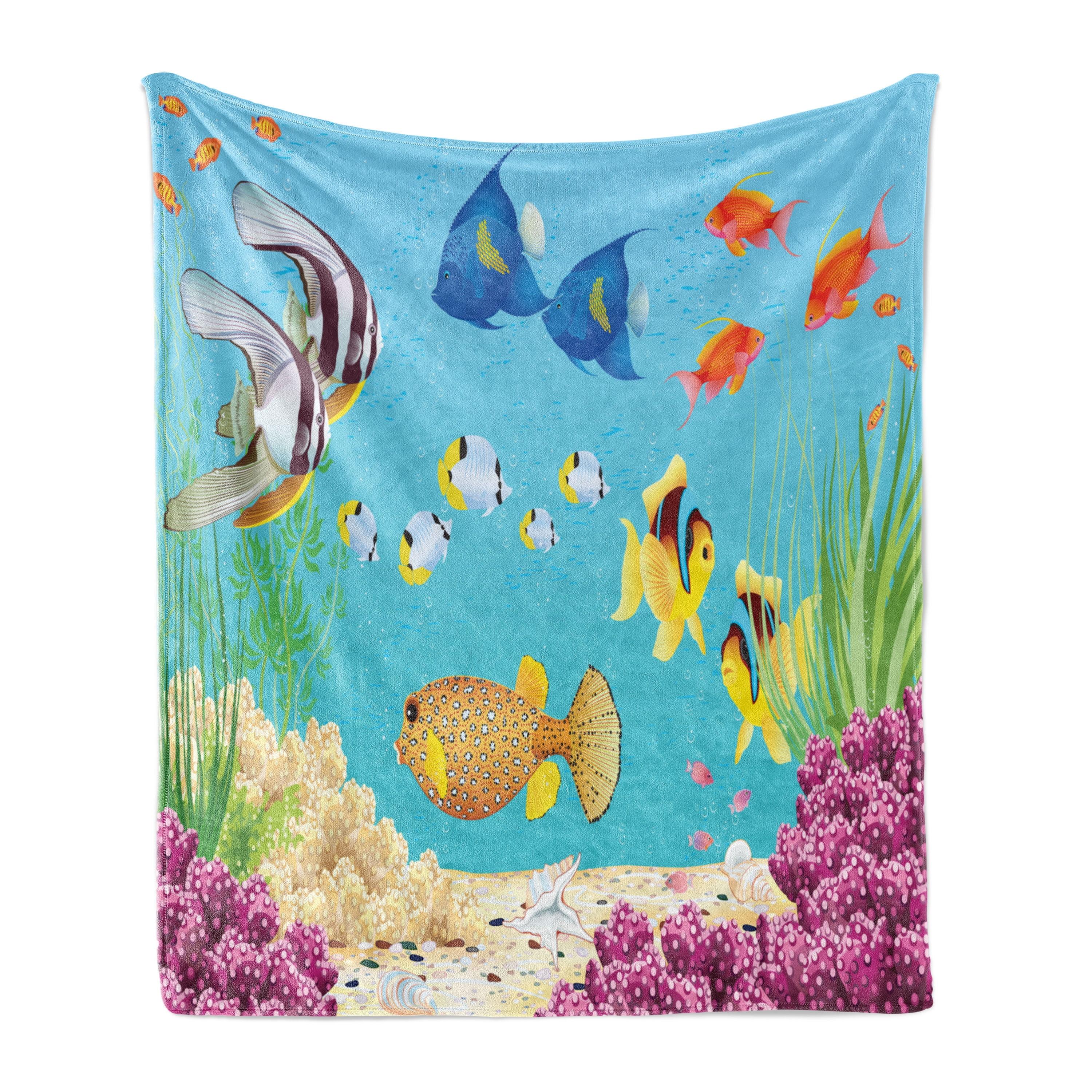 Multicolor Underwater Theme Fleece Throw Blanket 50" x 60"