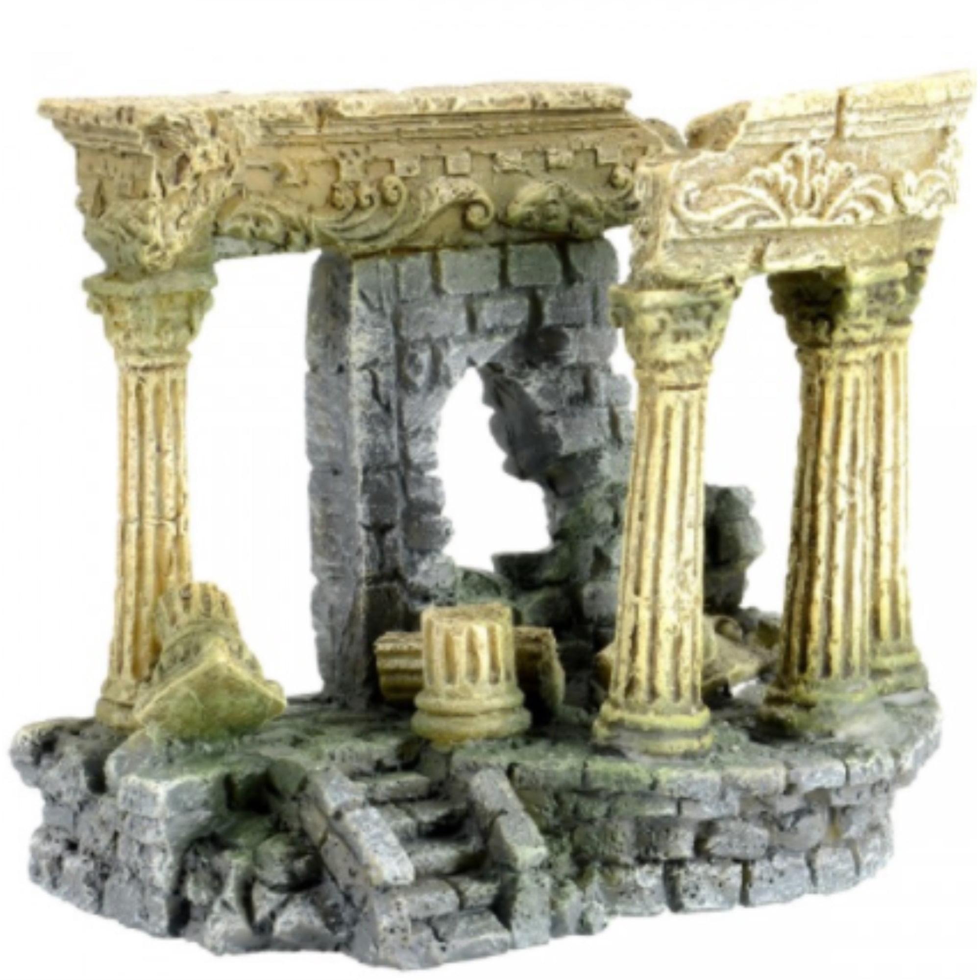 Miniature Ancient Ruins Aquarium Ornament in Gray and Beige