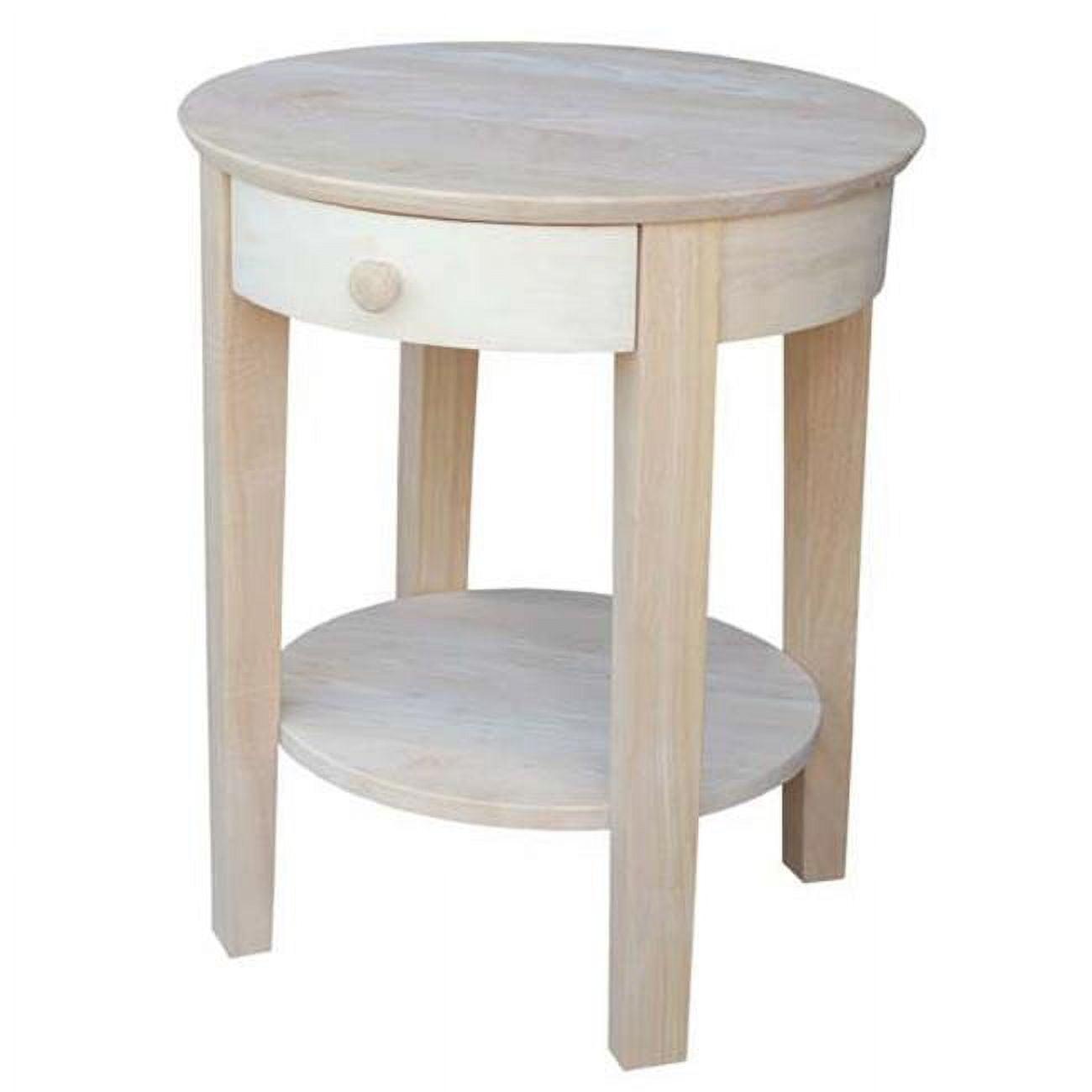 Elegant Solid Parawood Round End Table with Storage