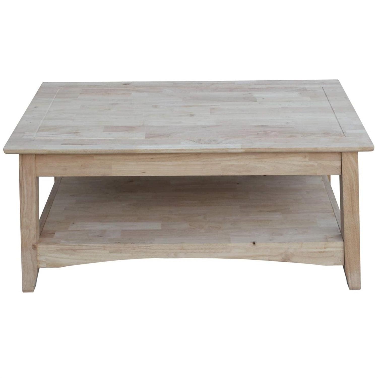 Solid Parawood Bombay Tall Lift-Top Coffee Table in Natural Finish