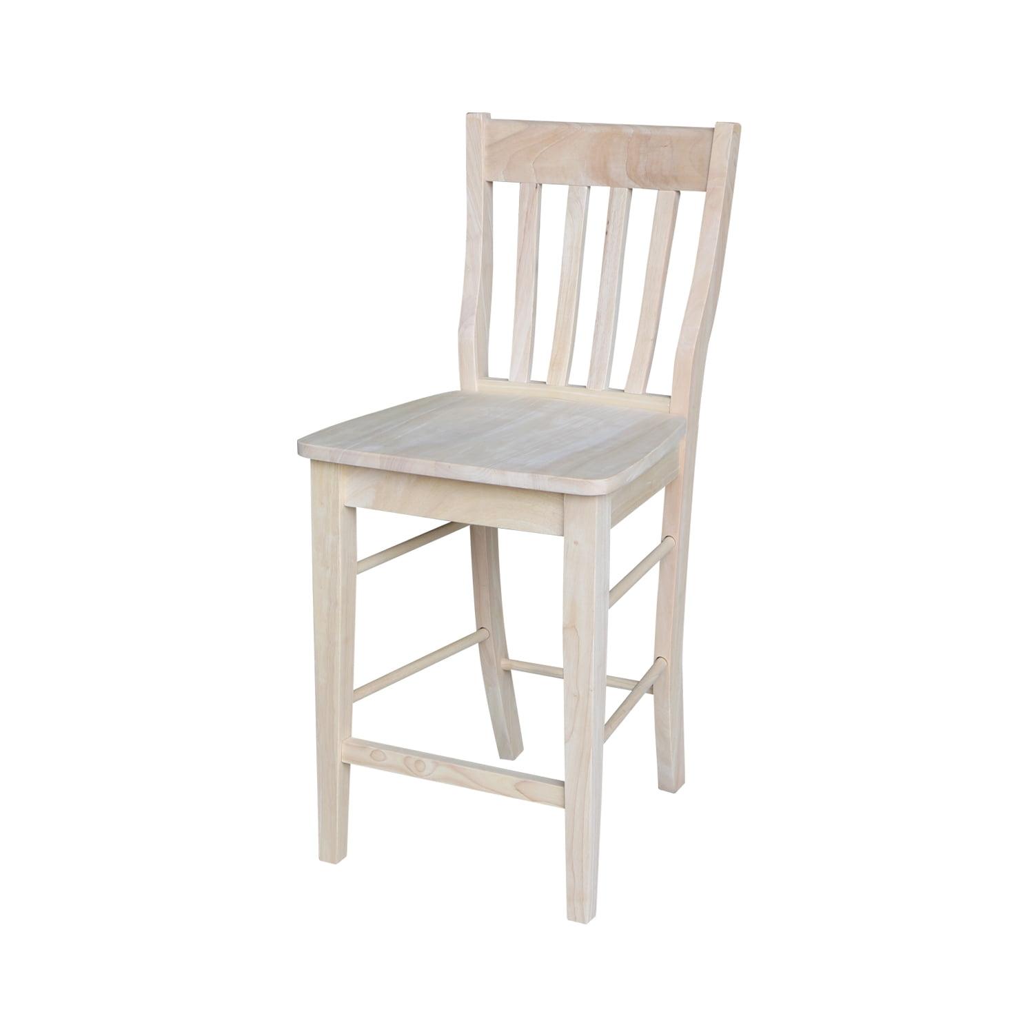 International Concepts 23.82" Cafe Counter Height Barstool Unfinished: Hardwood Frame, Slat Back