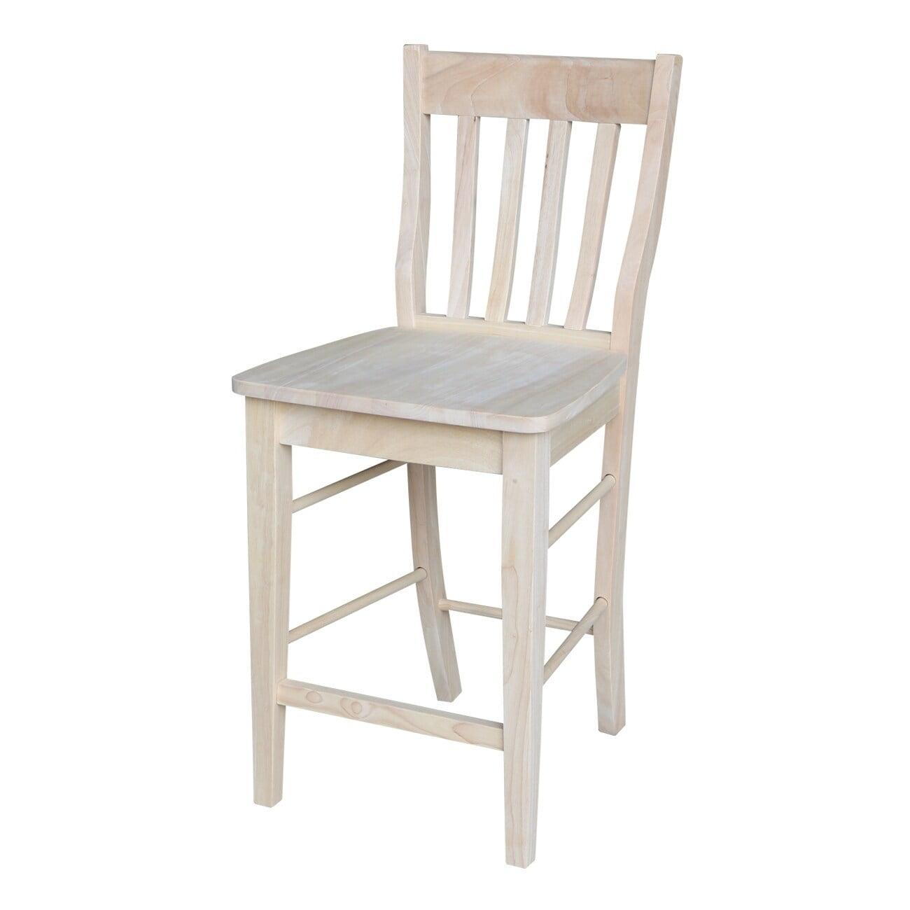 Traditional Unfinished Solid Parawood 24" Cafe Barstool