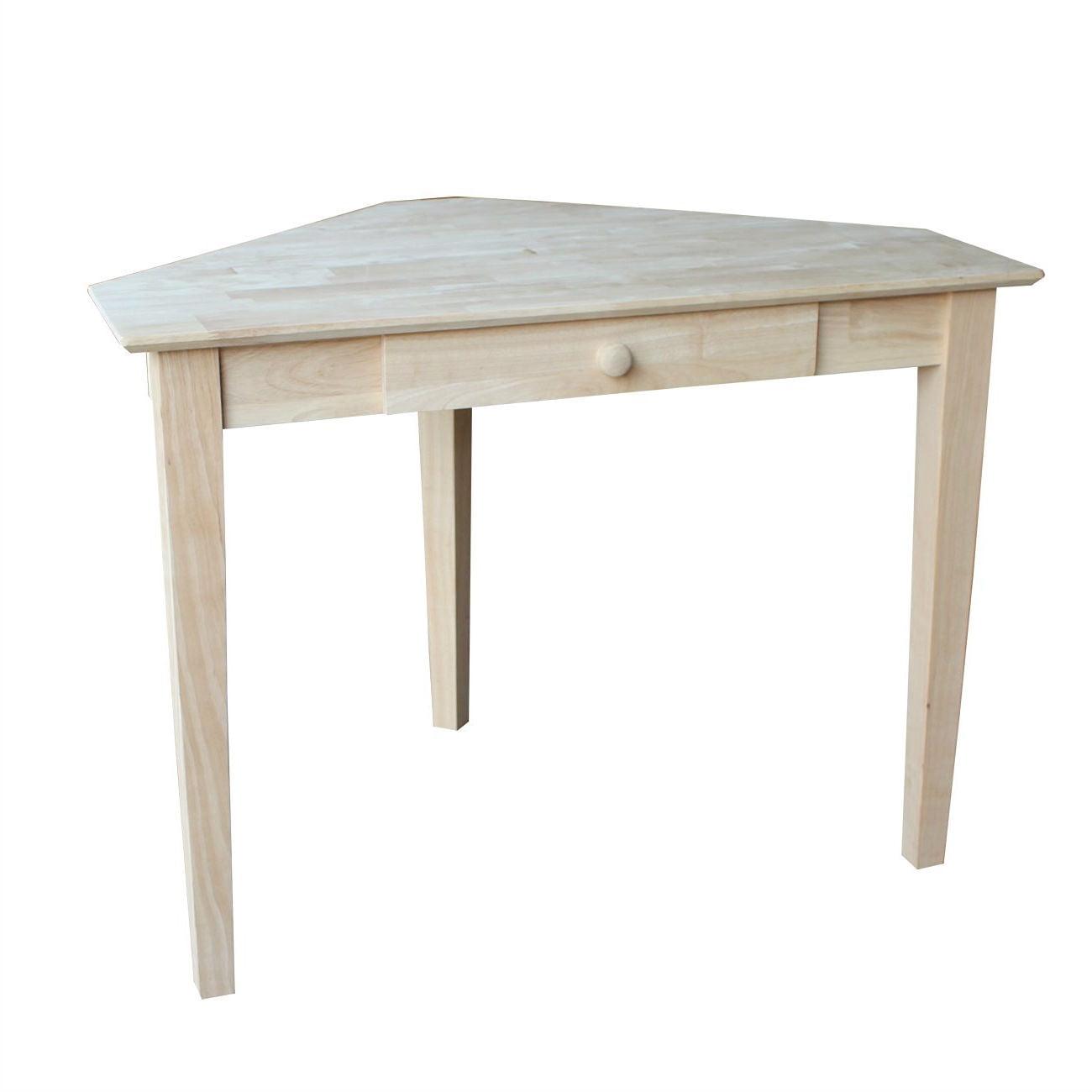 Unfinished Natural Wood Corner Desk with Drawer