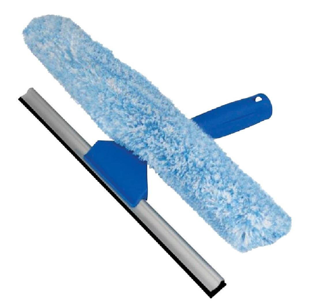 Unger 10 in. Blue Microfiber Window Squeegee and Scrubber