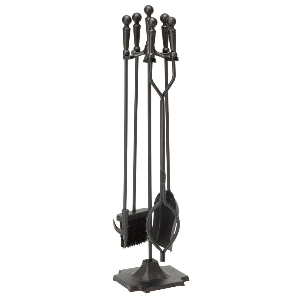 UniFlame 5-Piece Black Cast Iron Fireplace Tool Set