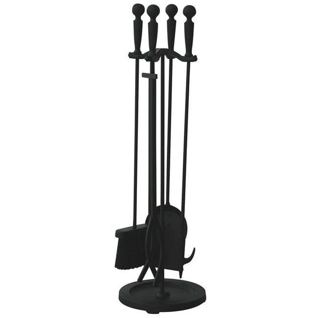 Uniflame 5 Piece Polished Brass & Black Fireset
