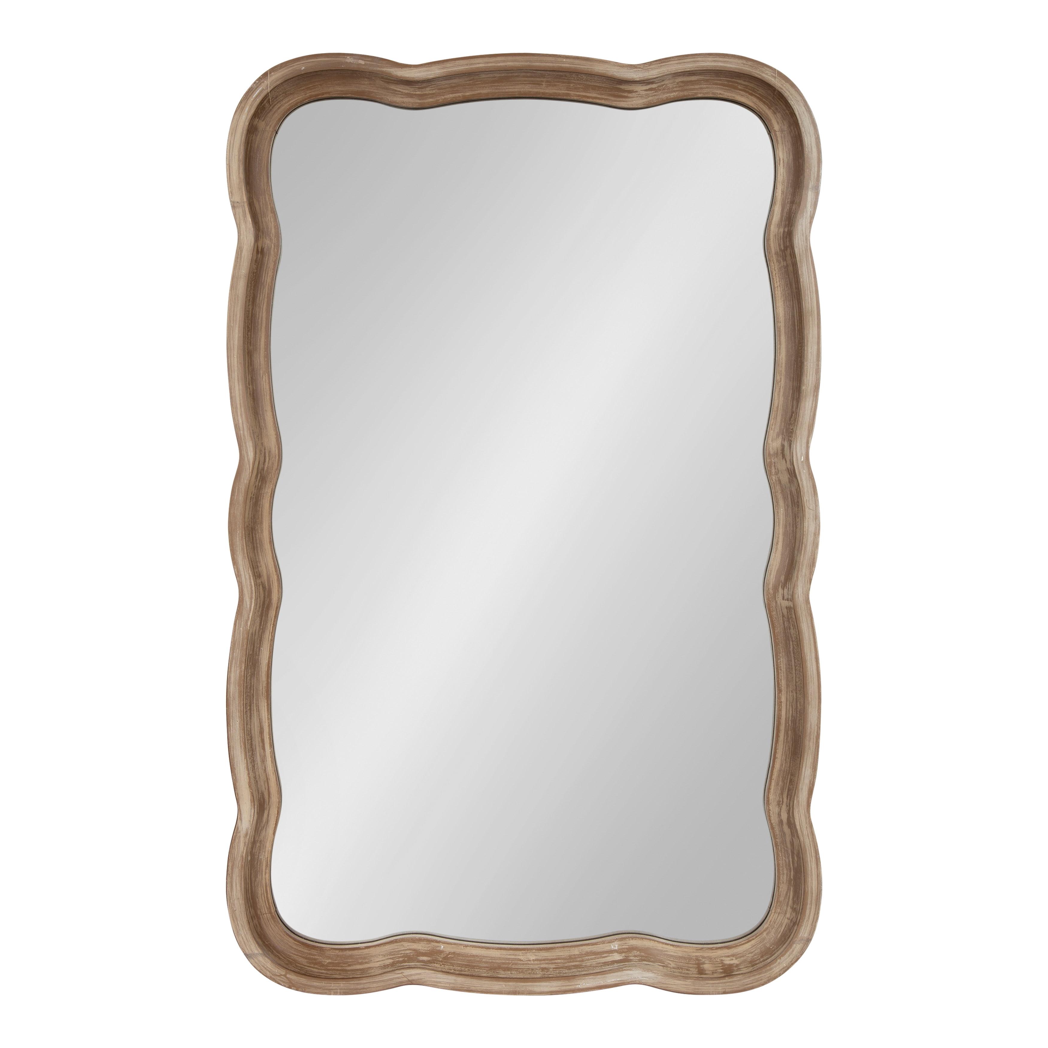 Hatherleigh 24" x 38" Rustic Brown Scalloped Wood Wall Mirror