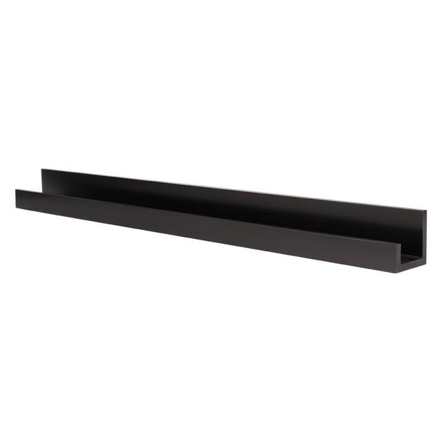 Wood Floating Wall Shelf Picture Frame Holder Ledge, Black